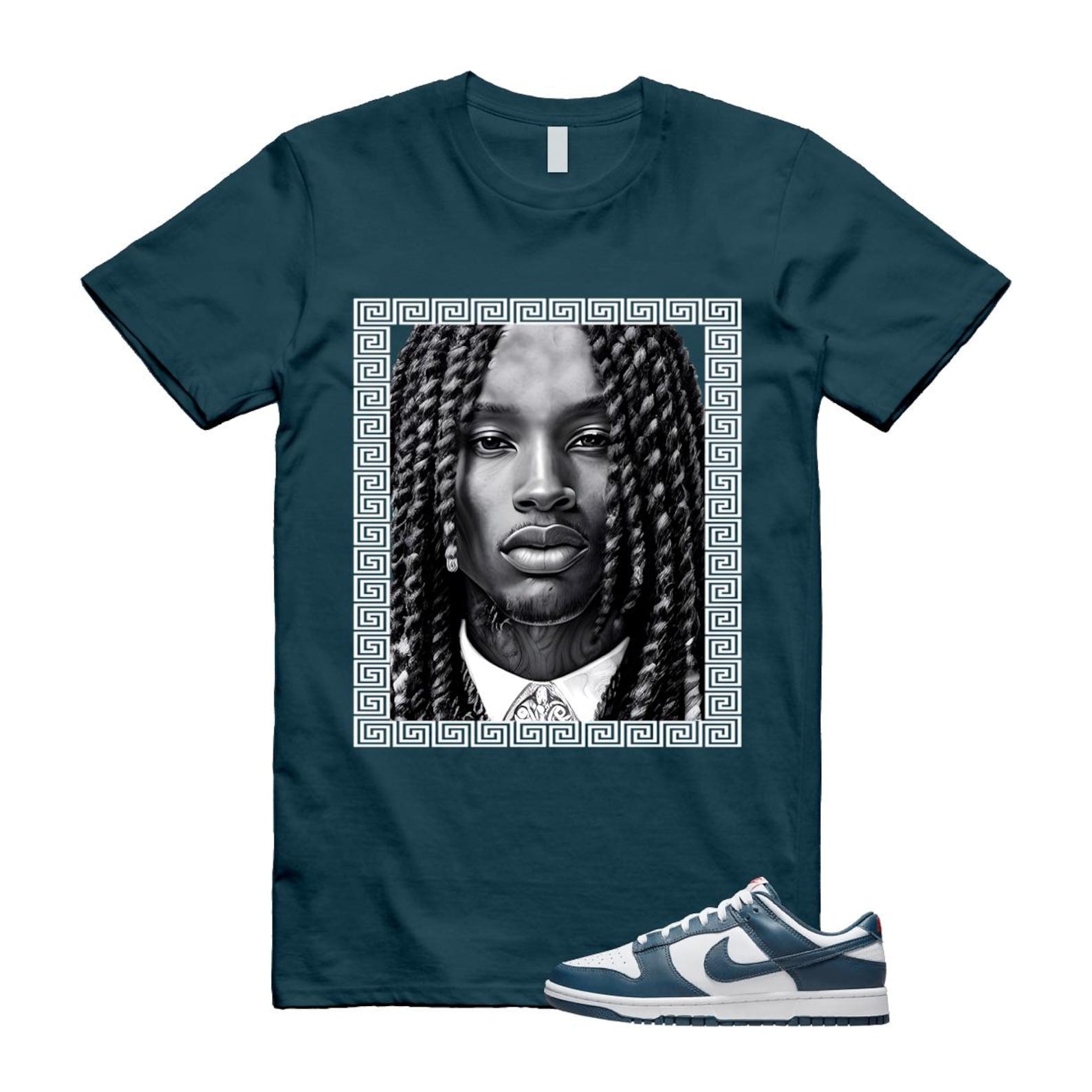 Dunk Valerian Blue White Low T Shirt Match VON DD1391-400 T-Shirt, Sneaker Match Tee