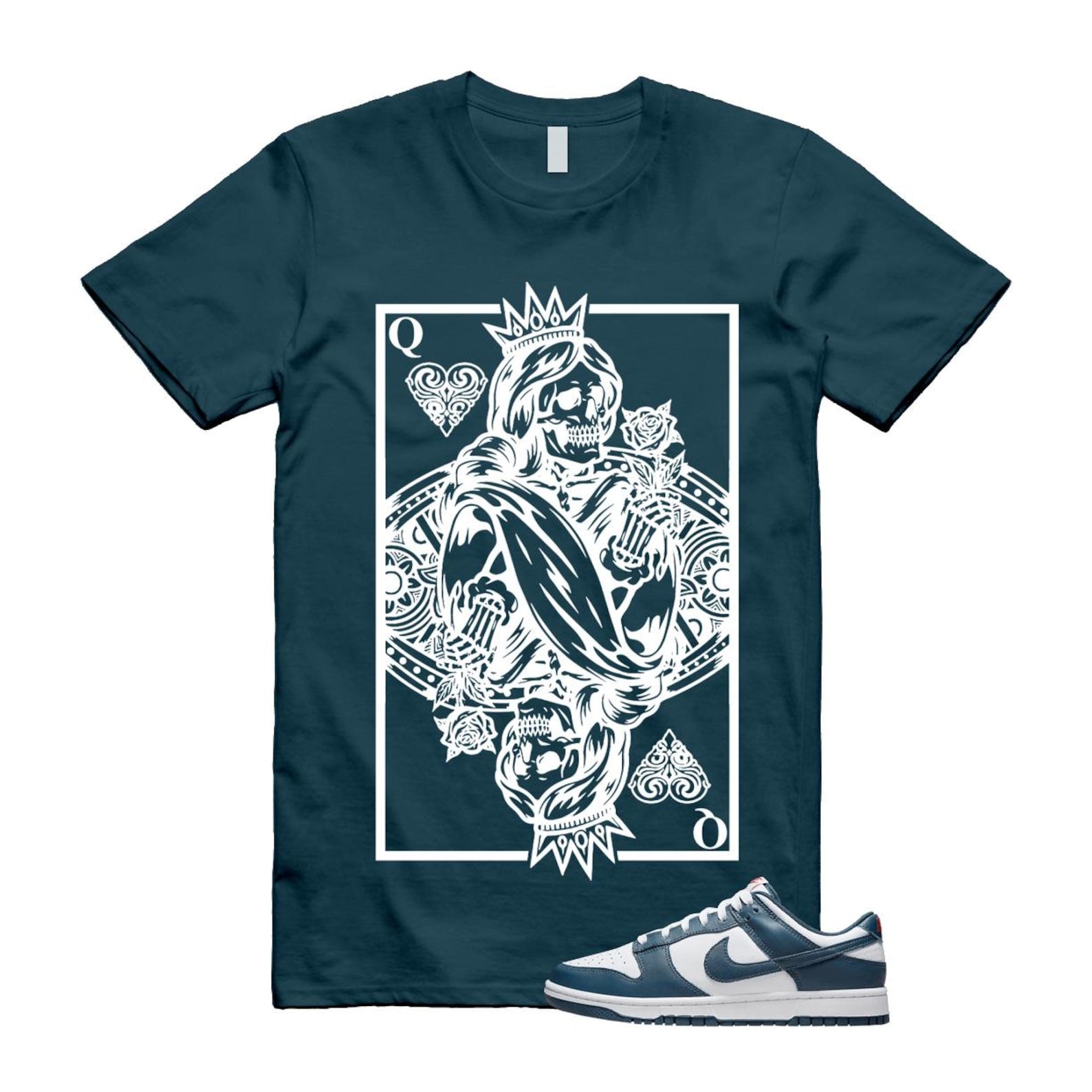 Dunk Valerian Blue White Low T Shirt Match Queen Card DD1391-400 T-Shirt, Sneaker Match Tee