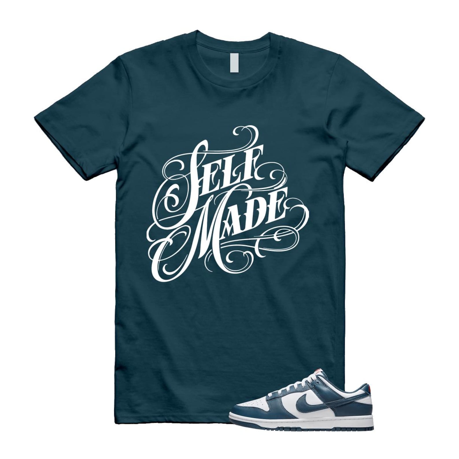 Dunk Valerian Blue White Low T Shirt Match Self Made DD1391-400 T-Shirt, Sneaker Match Tee