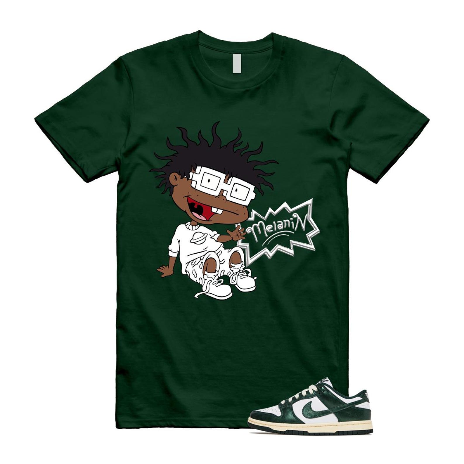 Dunk Vintage Green White Pro Coconut Milk T Shirt Match MELANIN DV0833-111 T-Shirt, Sneaker Match Tee
