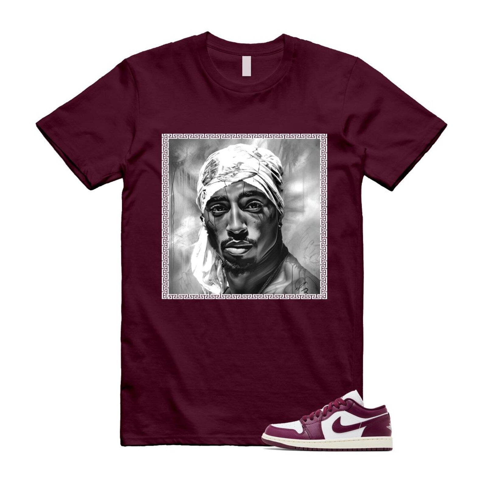1 Bordeaux White Sail Maroon T Shirt Match PAC DC0774-161 T-Shirt, Sneaker Match Tee