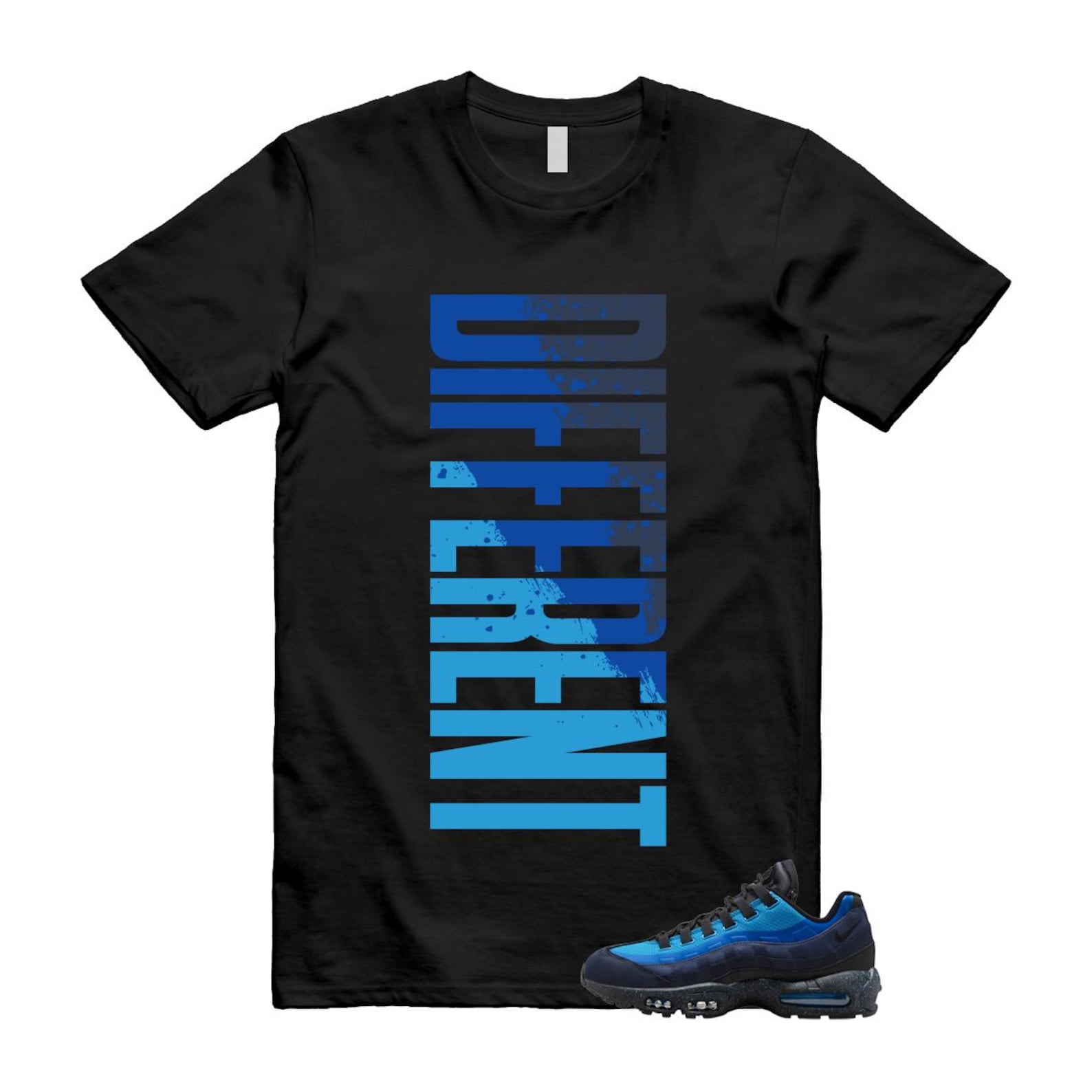 Air Max 95 Stash Obsidian Black Harbor Blue T Shirt Match DFRNT HF5515-400 T-Shirt, Sneaker Match Tee