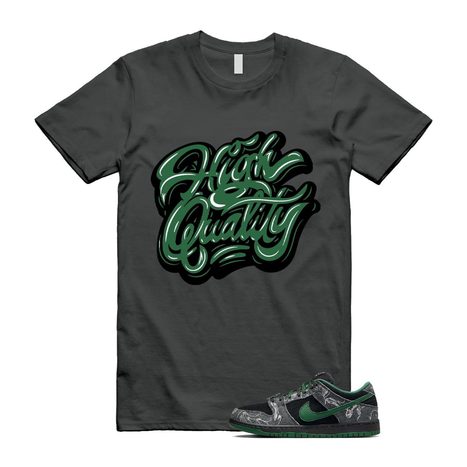 Dunk There Skateboards Grey Black Gorge Green Summit White SB Low T Shirt Match HIGH HF7743-001 T-Shirt, Sneaker Match Tee