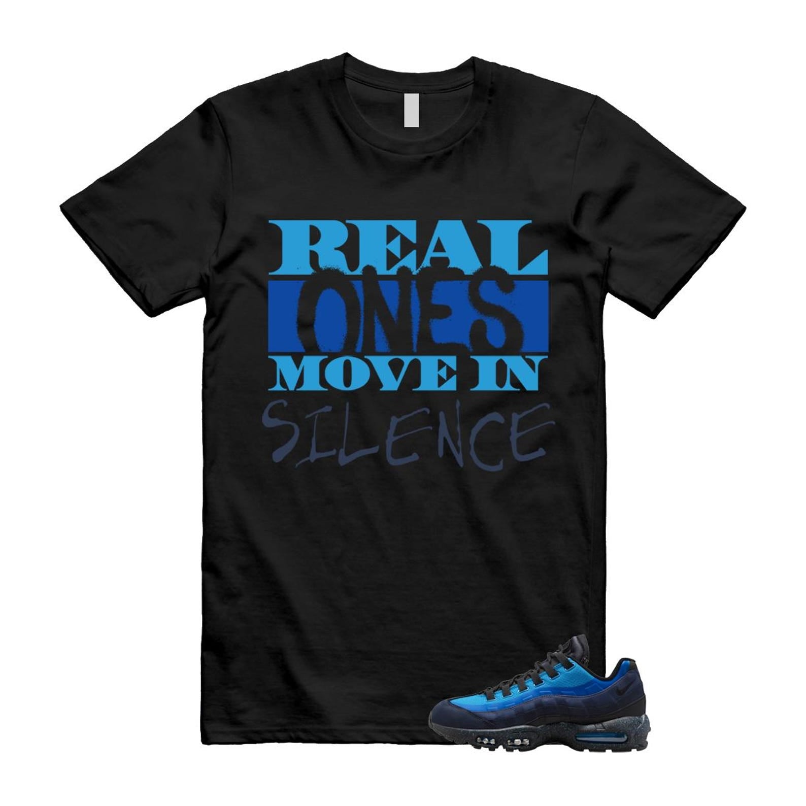 Air Max 95 Stash Obsidian Black Harbor Blue T Shirt Match Real Ones Move in Silence HF5515-400 T-Shirt, Sneaker Match Tee