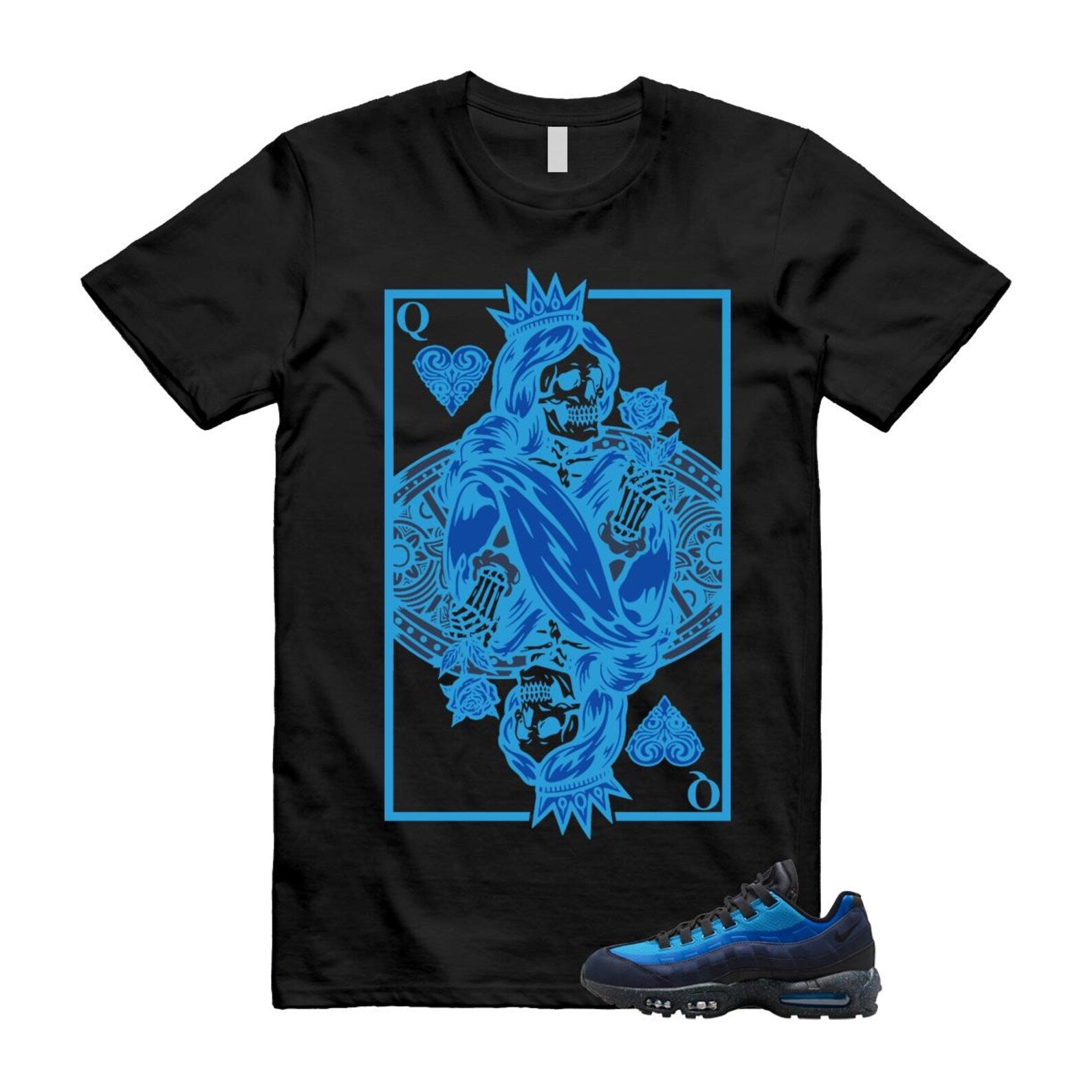 Air Max 95 Stash Obsidian Black Harbor Blue T Shirt Match QC HF5515-400 T-Shirt, Sneaker Match Tee