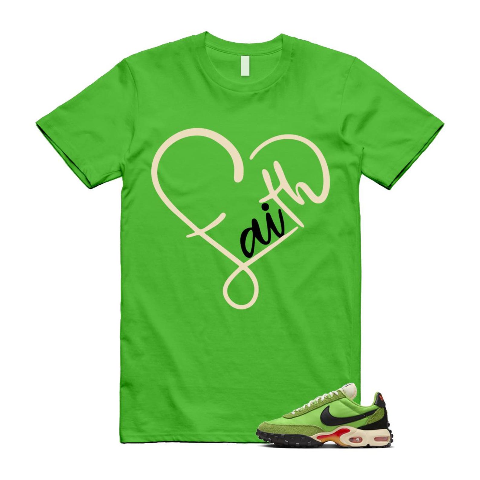 Air Max Waffle Green Racer Action Altitude Black Orange T Shirt Match FAITH FV6946-301 T-Shirt, Sneaker Match Tee