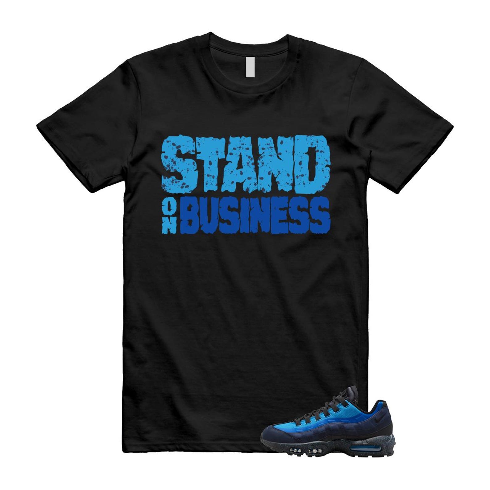 Air Max 95 Stash Obsidian Black Harbor Blue T Shirt Match Stand On Business HF5515-400 T-Shirt, Sneaker Match Tee