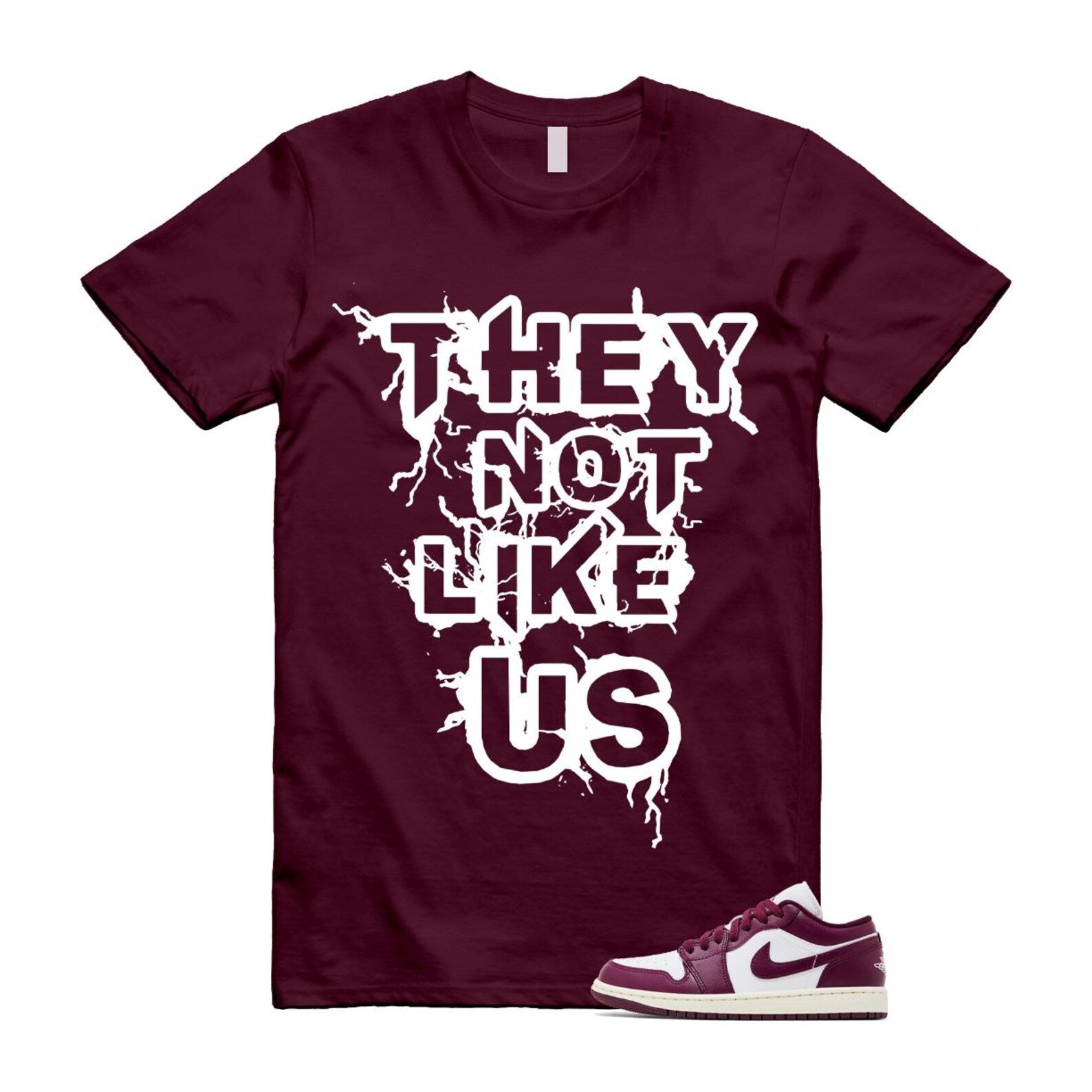 1 Bordeaux White Sail Maroon T Shirt Match They Not Like Us DC0774-161 T-Shirt, Sneaker Match Tee