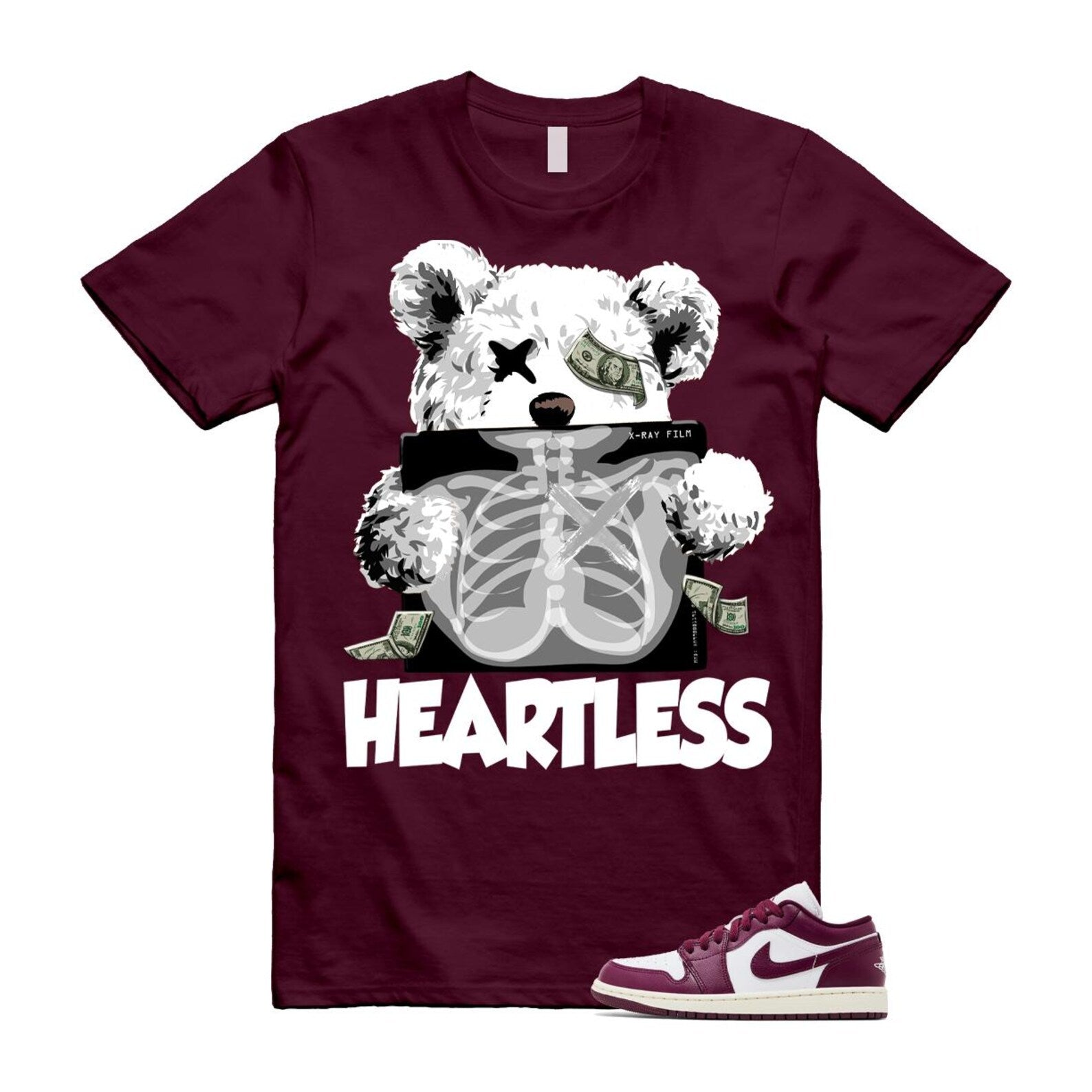 1 Bordeaux White Sail Maroon T Shirt Match HEART Less DC0774-161 T-Shirt, Sneaker Match Tee