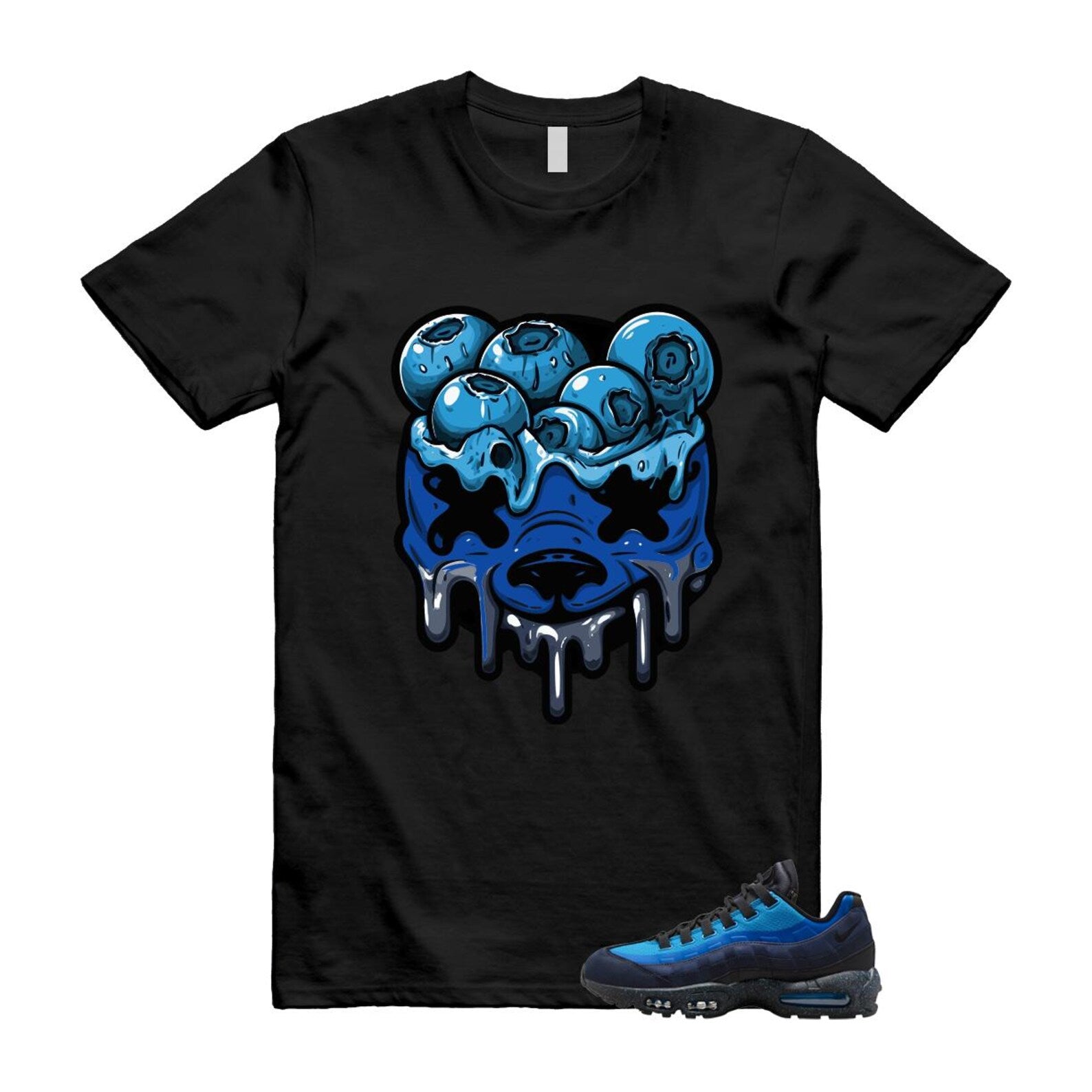 Air Max 95 Stash Obsidian Black Harbor Blue T Shirt Match DBEAR HF5515-400 T-Shirt, Sneaker Match Tee