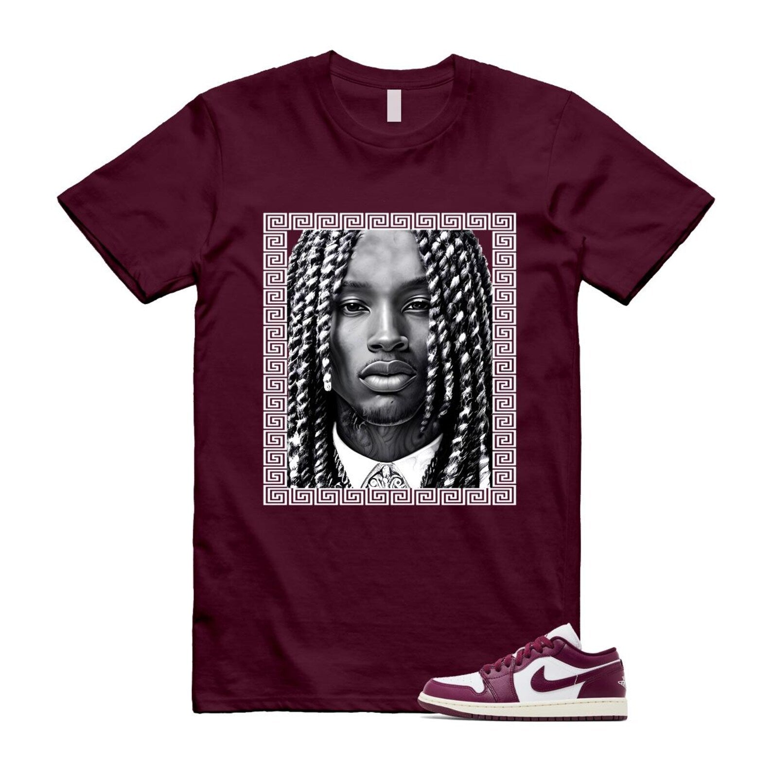 1 Bordeaux White Sail Maroon T Shirt Match VON DC0774-161 T-Shirt, Sneaker Match Tee