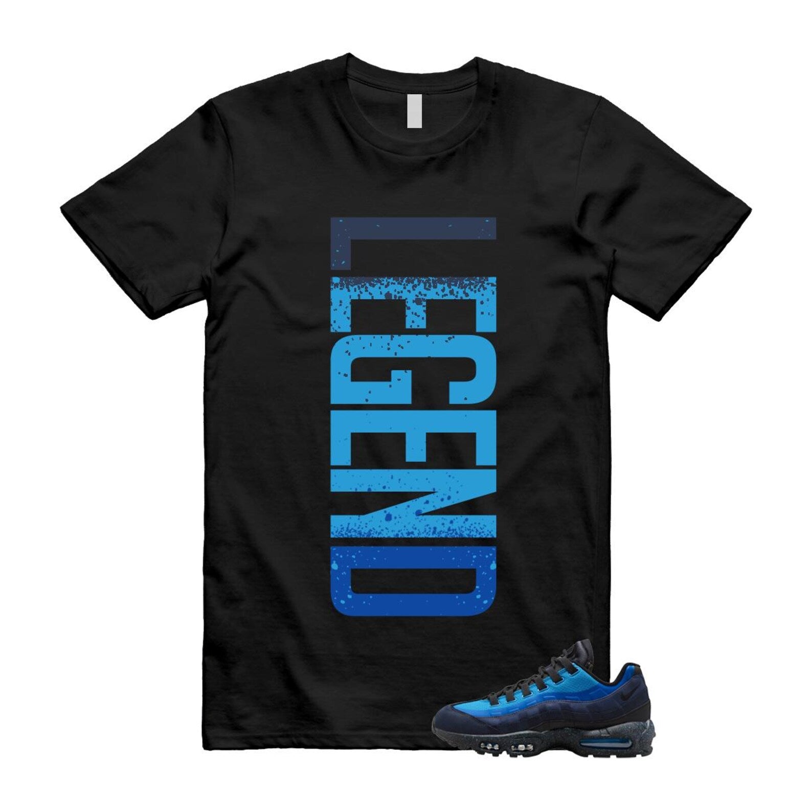 Air Max 95 Stash Obsidian Black Harbor Blue T Shirt Match LEGEND HF5515-400 T-Shirt, Sneaker Match Tee