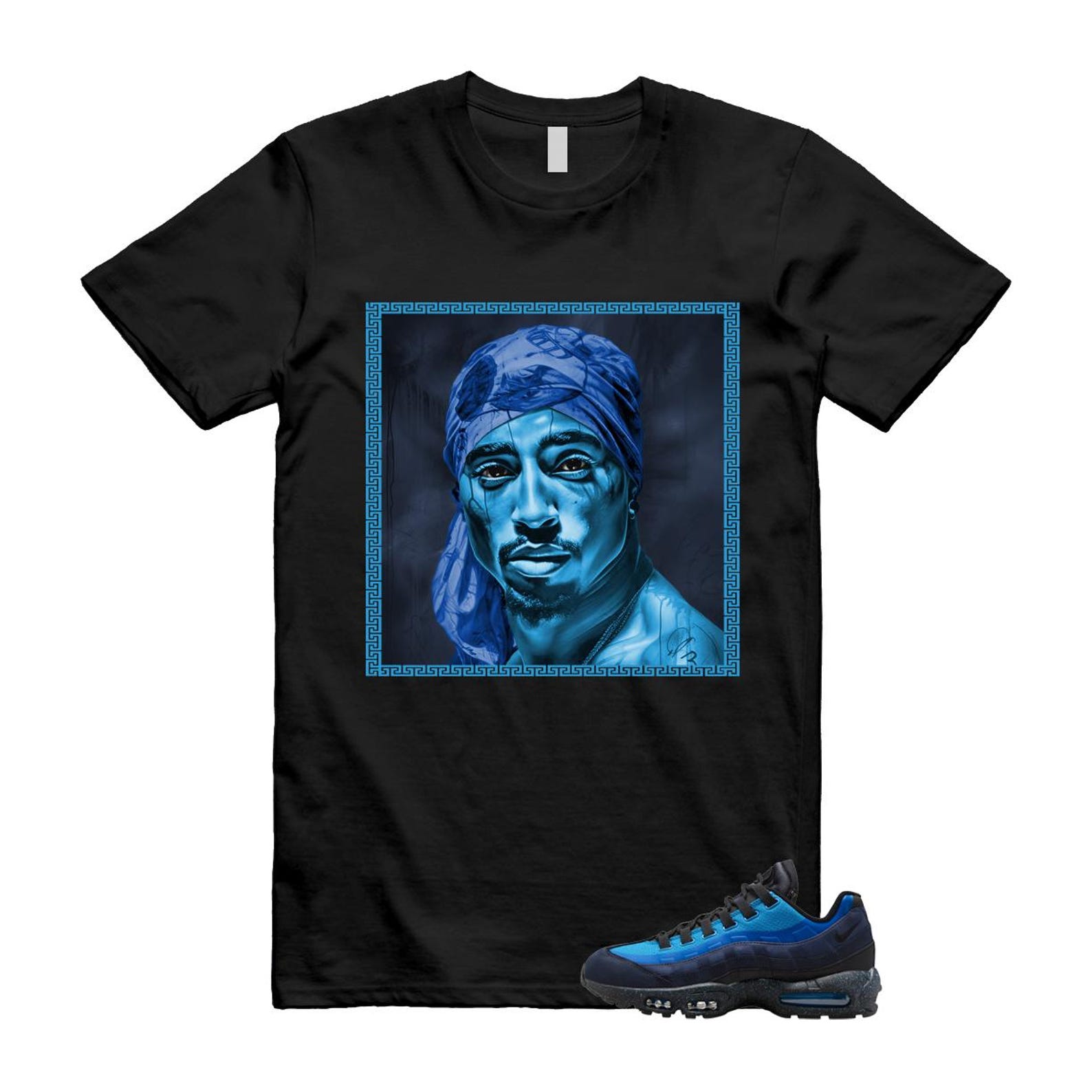 Air Max 95 Stash Obsidian Black Harbor Blue T Shirt Match PAC HF5515-400 T-Shirt, Sneaker Match Tee