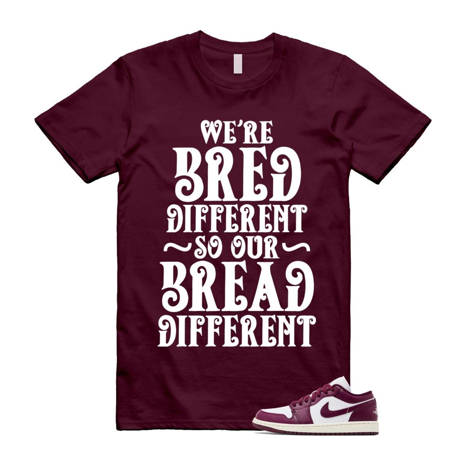 1 Bordeaux White Sail Maroon T Shirt Match We're a different Breed DC0774-161 T-Shirt, Sneaker Match Tee