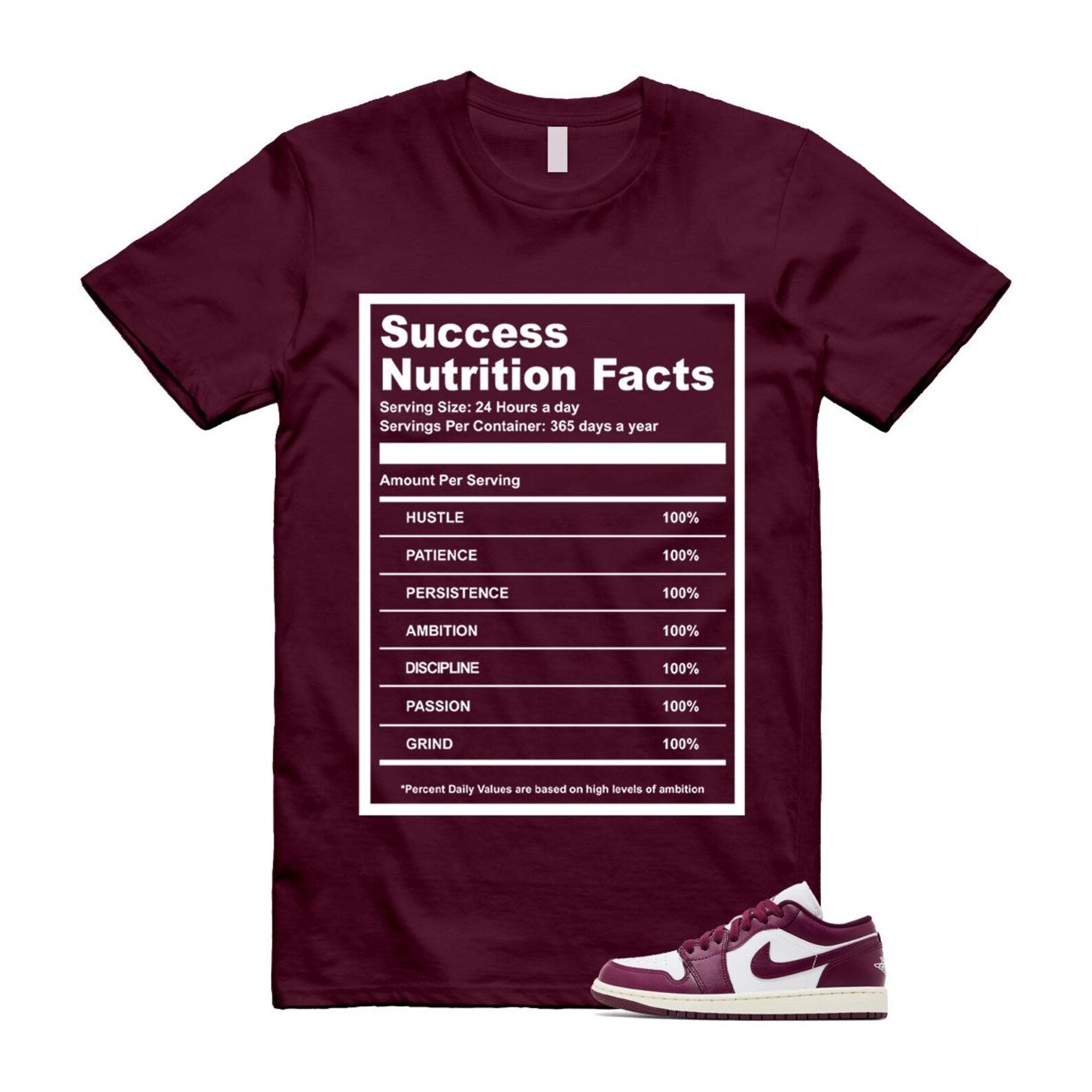 1 Bordeaux White Sail Maroon T Shirt Match SUCC DC0774-161 T-Shirt, Sneaker Match Tee