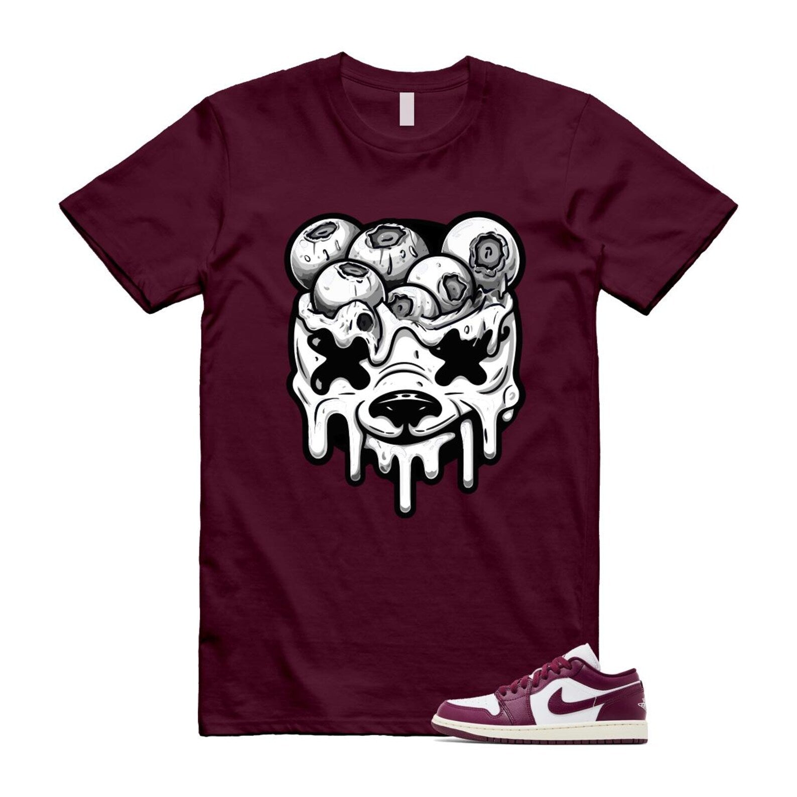 1 Bordeaux White Sail Maroon T Shirt Match DBEAR DC0774-161 T-Shirt, Sneaker Match Tee