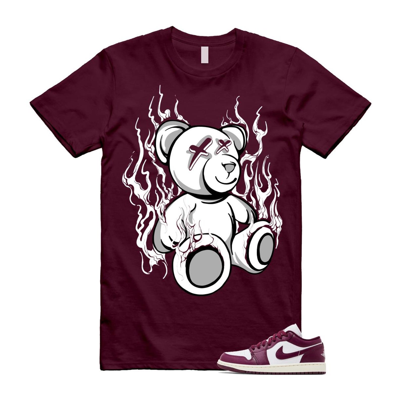 1 Bordeaux White Sail Maroon T Shirt Match LIT DC0774-161 T-Shirt, Sneaker Match Tee