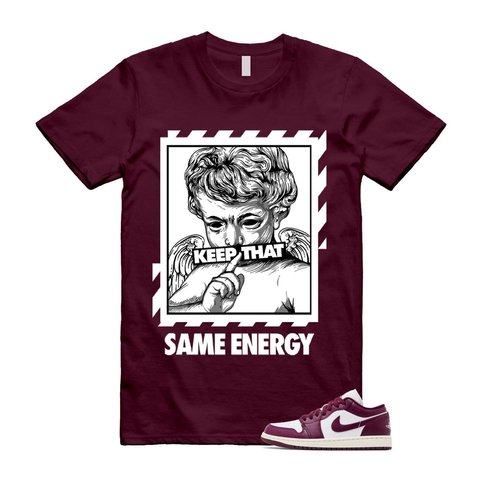 1 Bordeaux White Sail Maroon T Shirt Match Keep That Energy DC0774-161 T-Shirt, Sneaker Match Tee