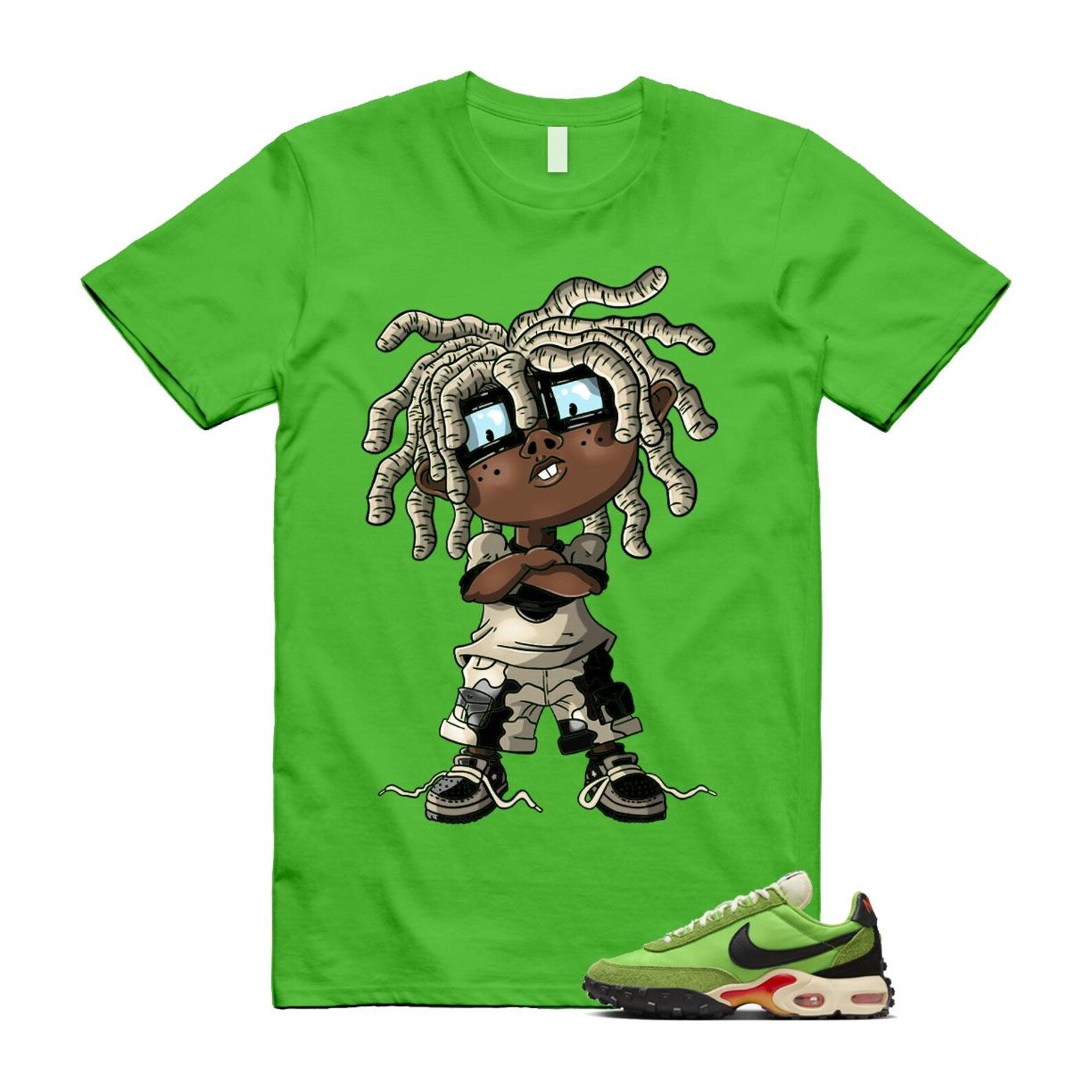 Air Max Waffle Green Racer Action Altitude Black Orange T Shirt Match CHONGO FV6946-301 T-Shirt, Sneaker Match Tee