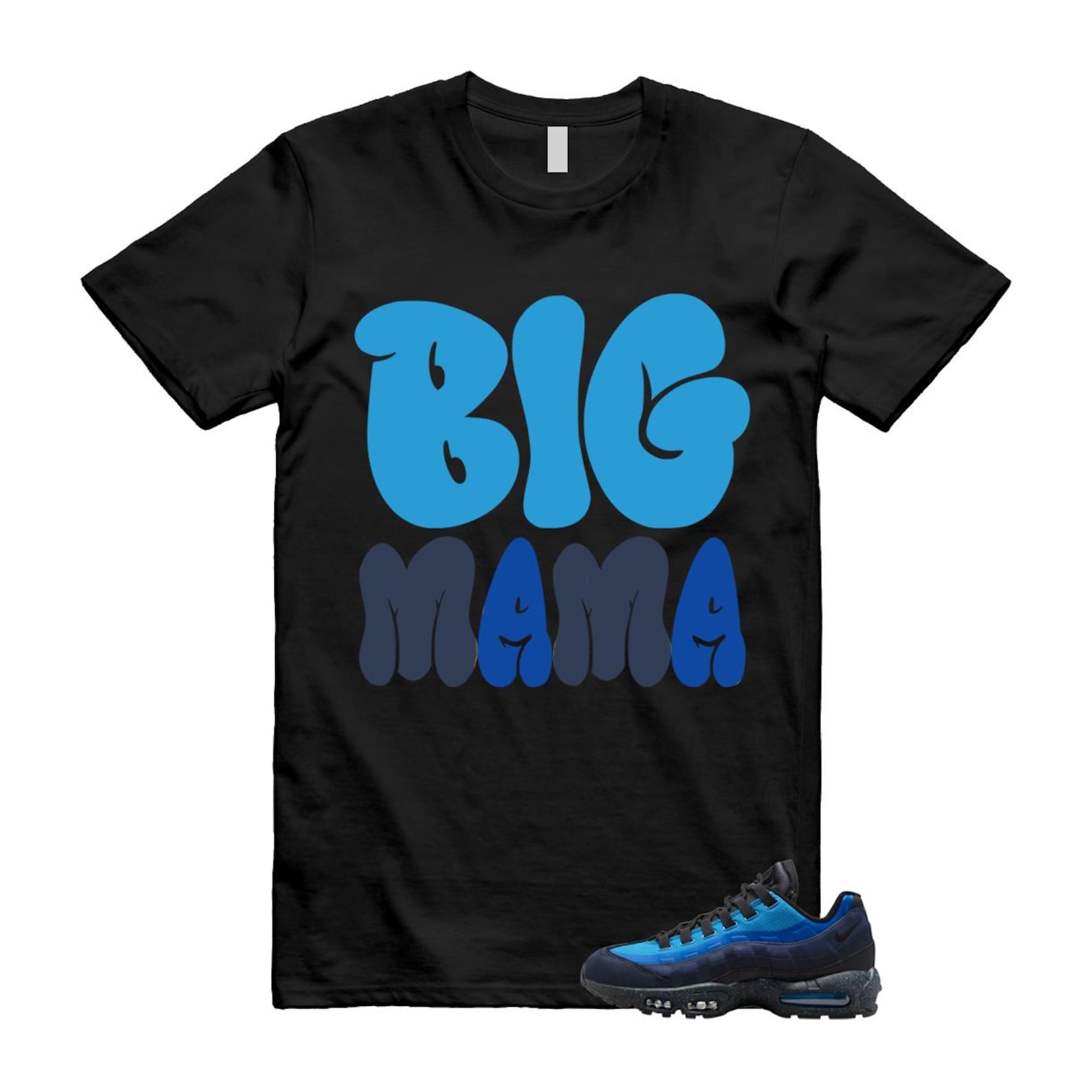 Air Max 95 Stash Obsidian Black Harbor Blue T Shirt Match Big MAMA HF5515-400 T-Shirt, Sneaker Match Tee