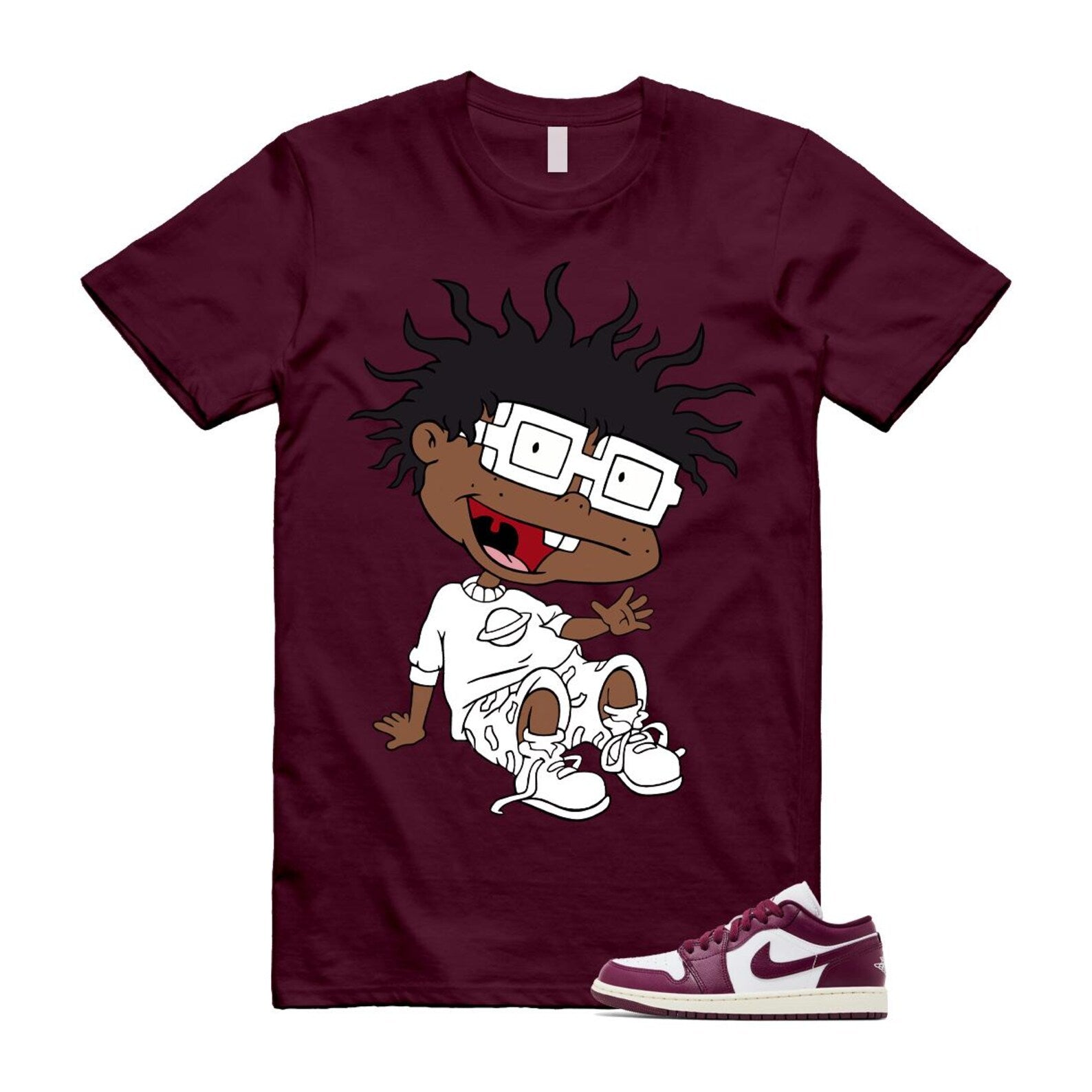 1 Bordeaux White Sail Maroon T Shirt Match FINSTER DC0774-161 T-Shirt, Sneaker Match Tee