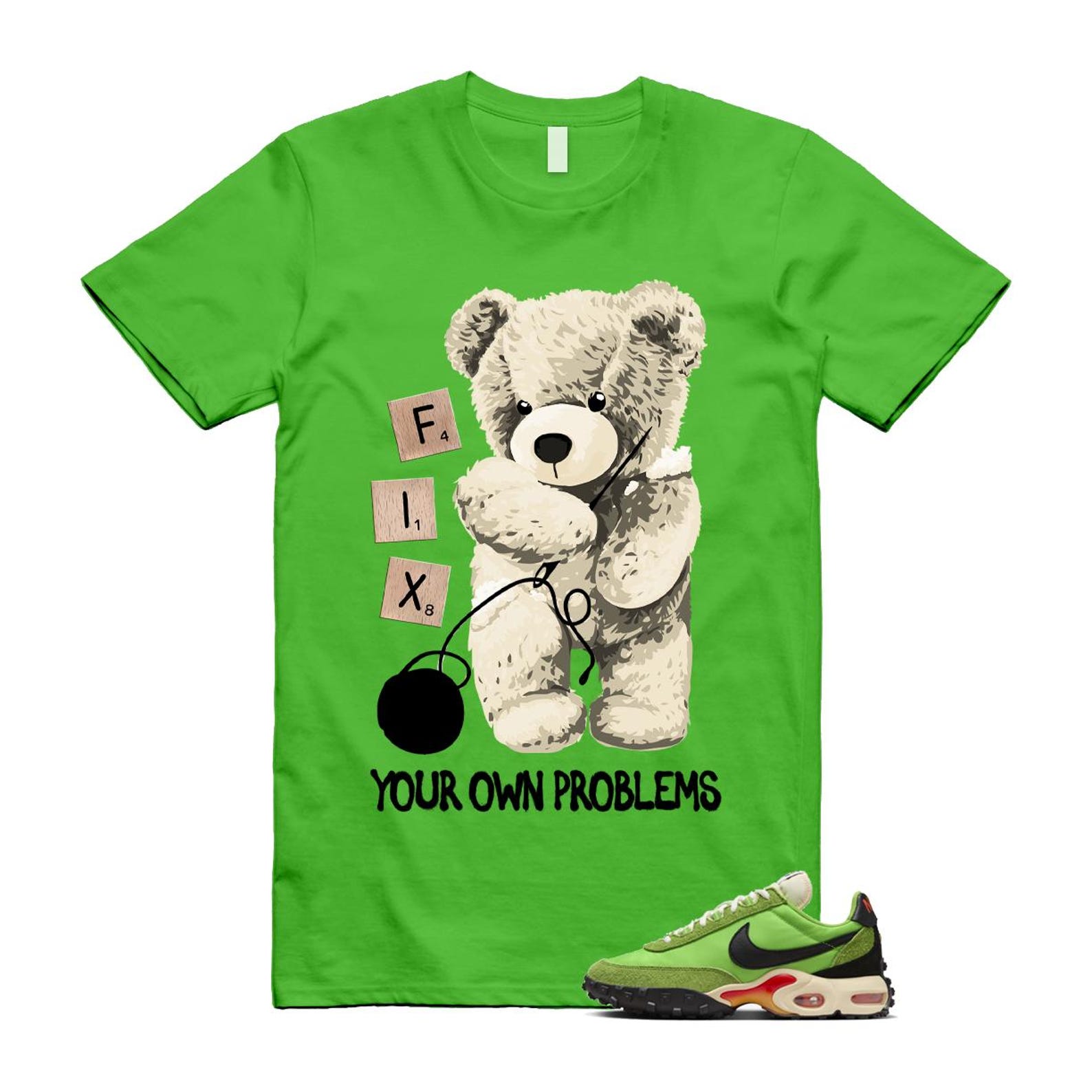 Air Max Waffle Green Racer Action Altitude Black Orange T Shirt Match FIX FV6946-301 T-Shirt, Sneaker Match Tee