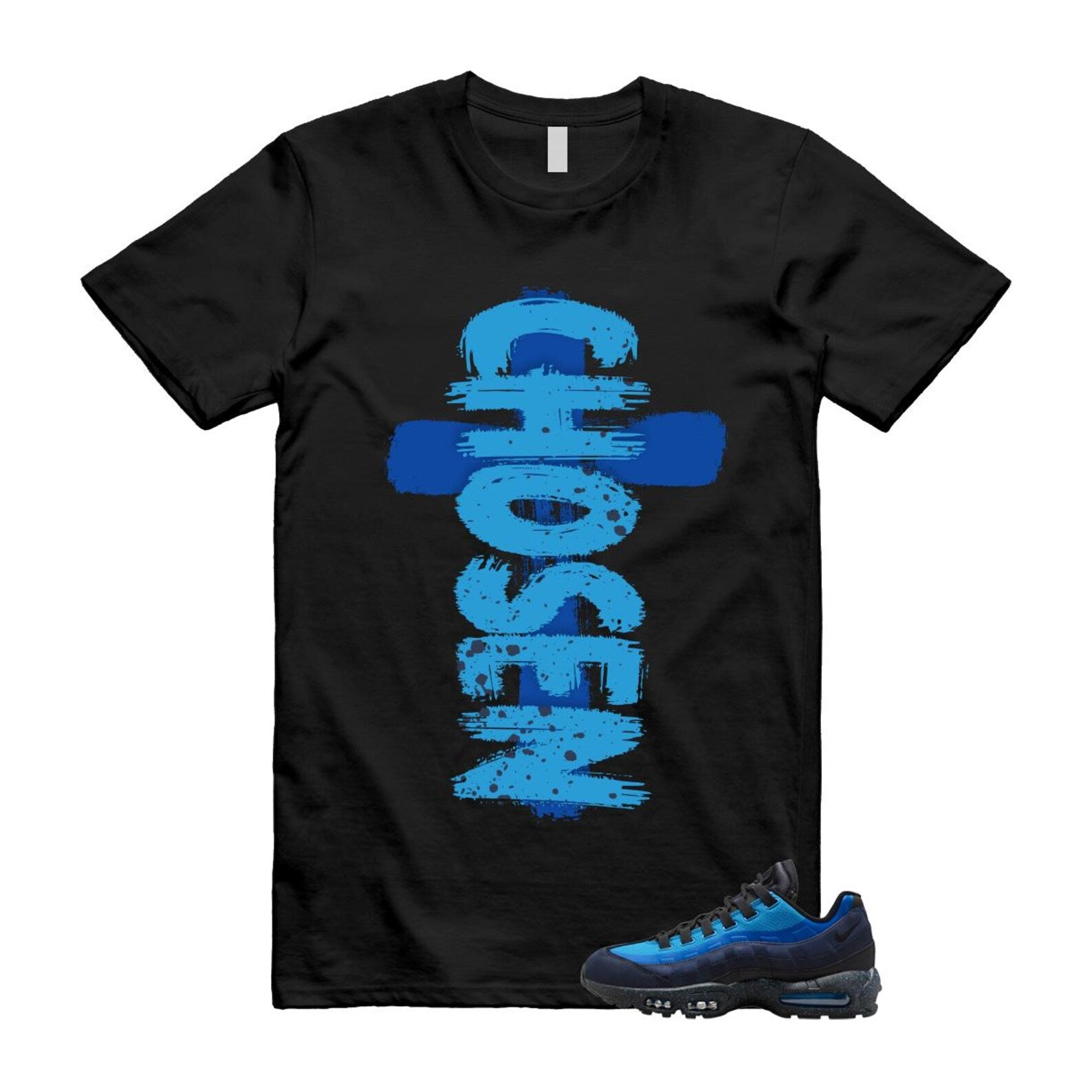 Air Max 95 Stash Obsidian Black Harbor Blue T Shirt Match CHOSEN HF5515-400 T-Shirt, Sneaker Match Tee