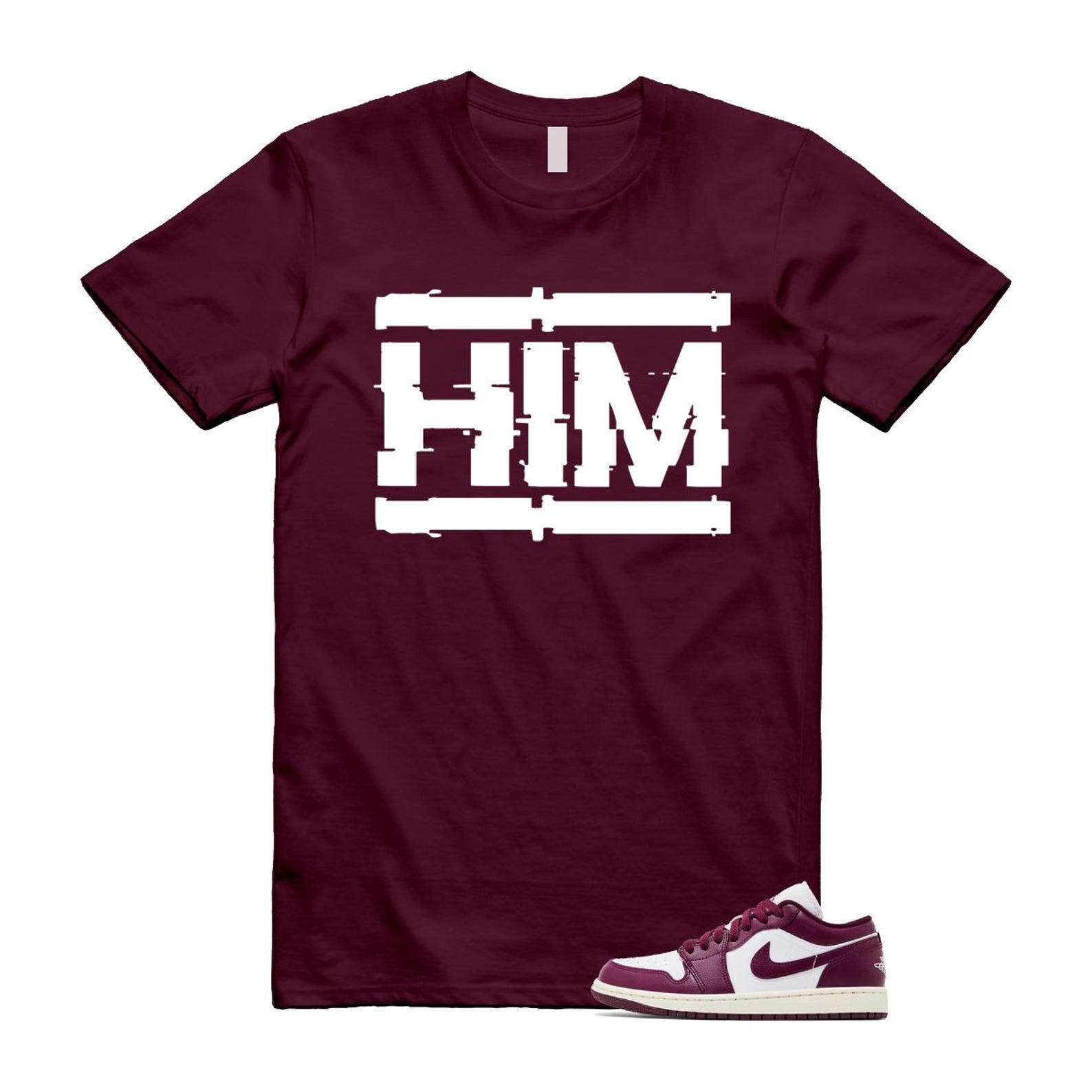 1 Bordeaux White Sail Maroon T Shirt Match HIM DC0774-161 T-Shirt, Sneaker Match Tee