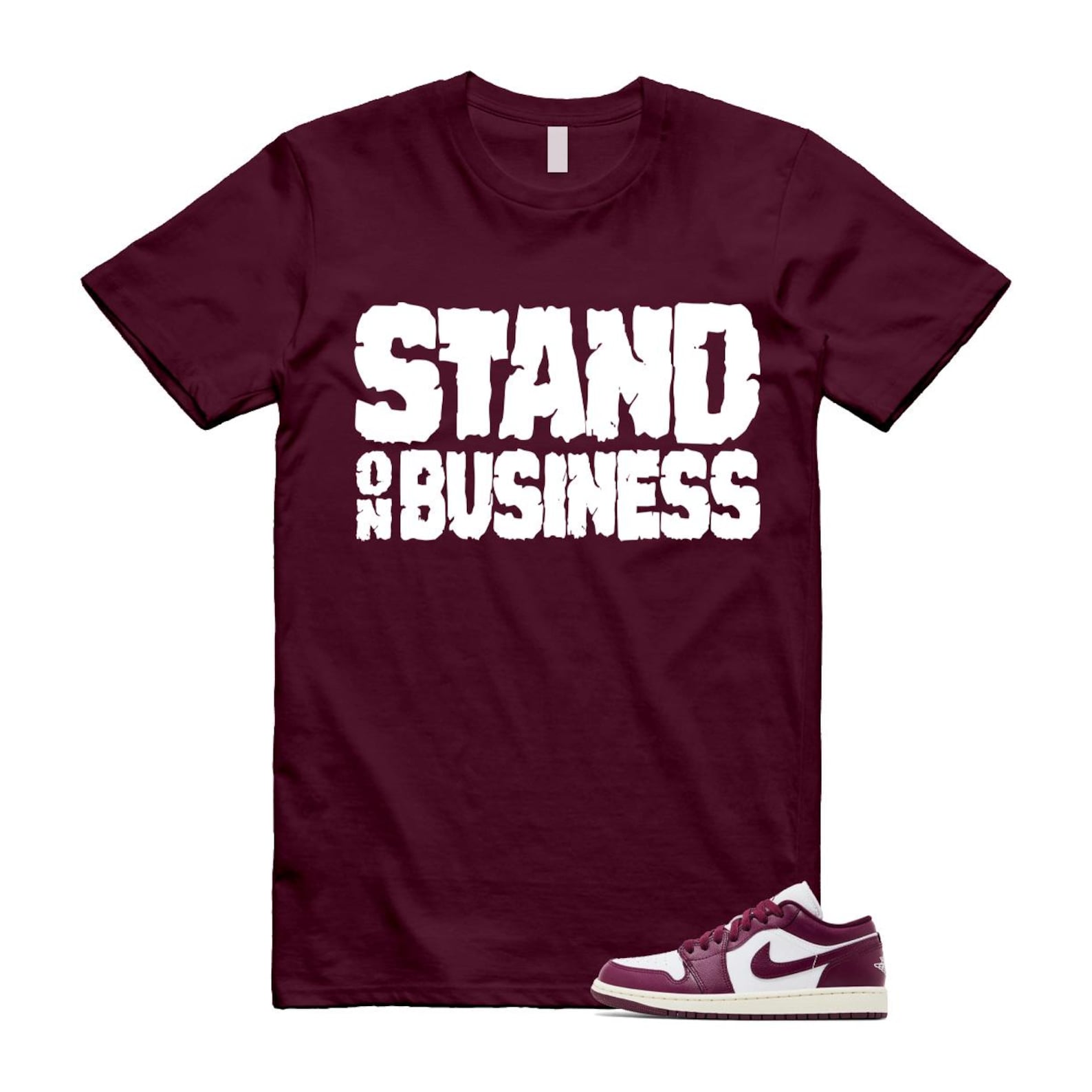 1 Bordeaux White Sail Maroon T Shirt Match Stand On Business DC0774-161 T-Shirt, Sneaker Match Tee