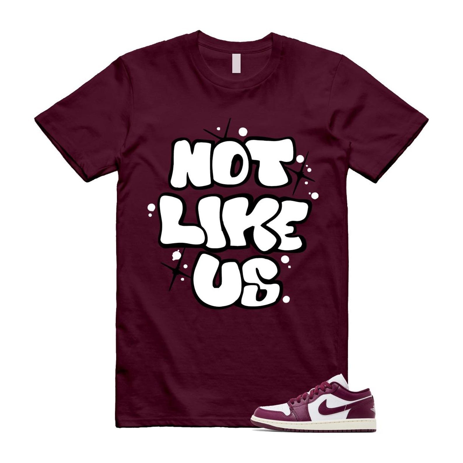 1 Bordeaux White Sail Maroon T Shirt Match Not Like Us DC0774-161 T-Shirt, Sneaker Match Tee