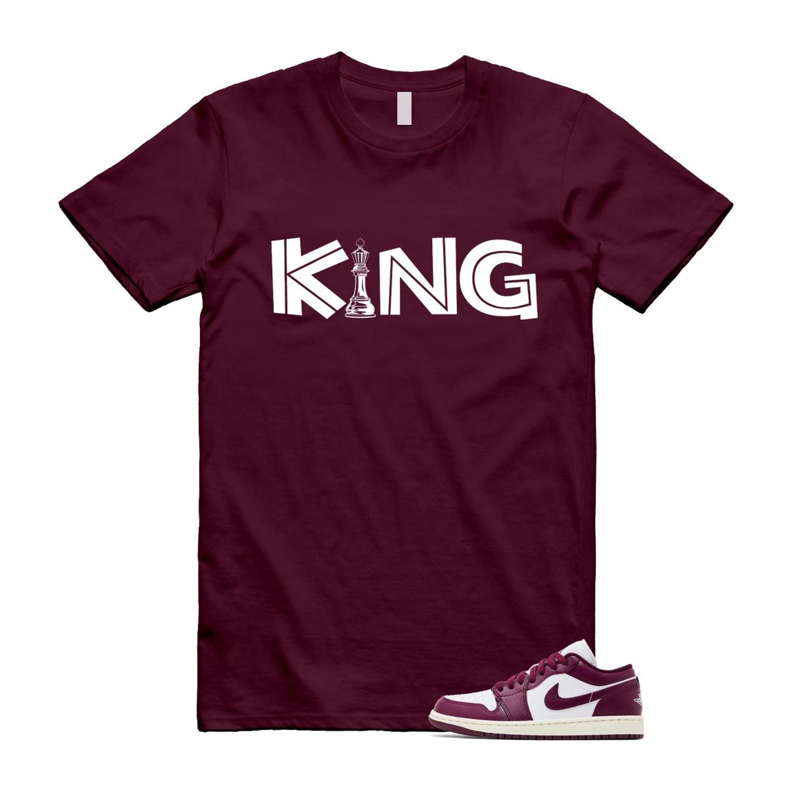 1 Bordeaux White Sail Maroon T Shirt Match KING DC0774-161 T-Shirt, Sneaker Match Tee