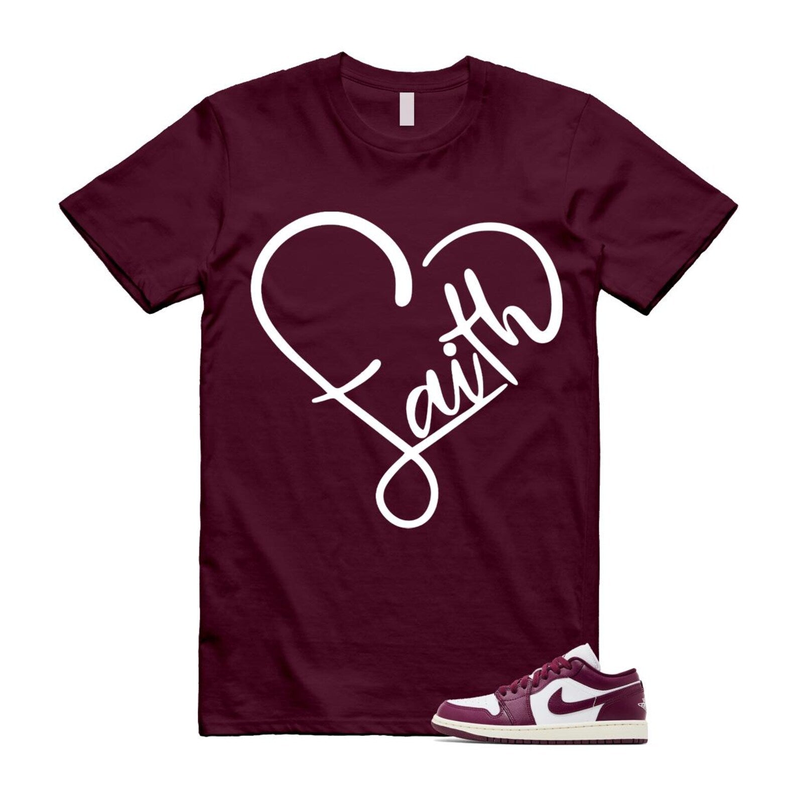 1 Bordeaux White Sail Maroon T Shirt Match FAITH DC0774-161 T-Shirt, Sneaker Match Tee