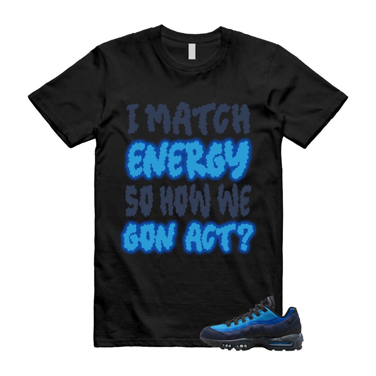 Air Max 95 Stash Obsidian Black Harbor Blue T Shirt Match I Match Energy HF5515-400 T-Shirt, Sneaker Match Tee