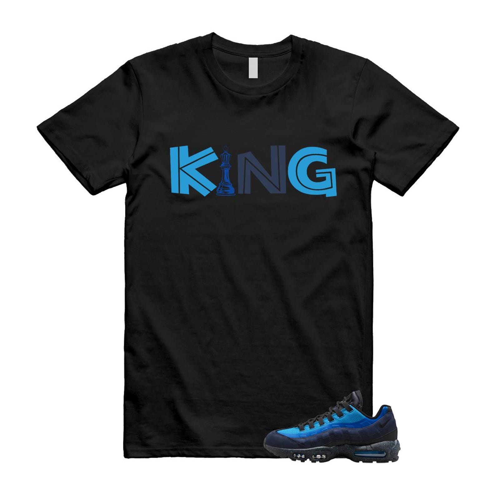Air Max 95 Stash Obsidian Black Harbor Blue T Shirt Match KING HF5515-400 T-Shirt, Sneaker Match Tee