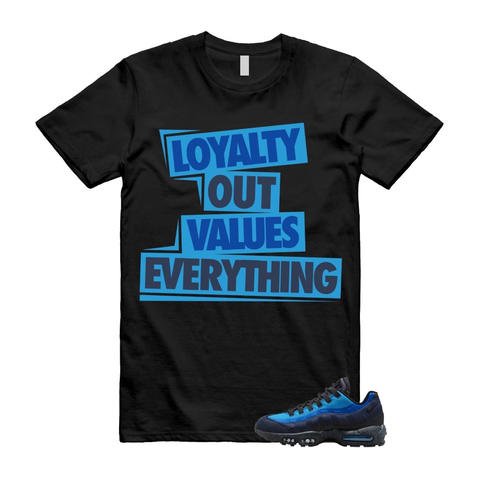 Air Max 95 Stash Obsidian Black Harbor Blue T Shirt Match Loyalty Out Values Everything HF5515-400 T-Shirt, Sneaker Match Tee