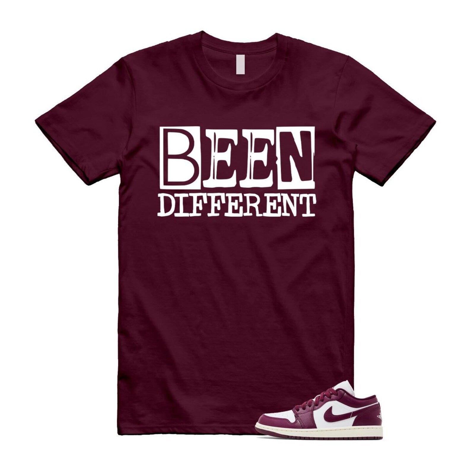 1 Bordeaux White Sail Maroon T Shirt Match BEEN Different DC0774-161 T-Shirt, Sneaker Match Tee