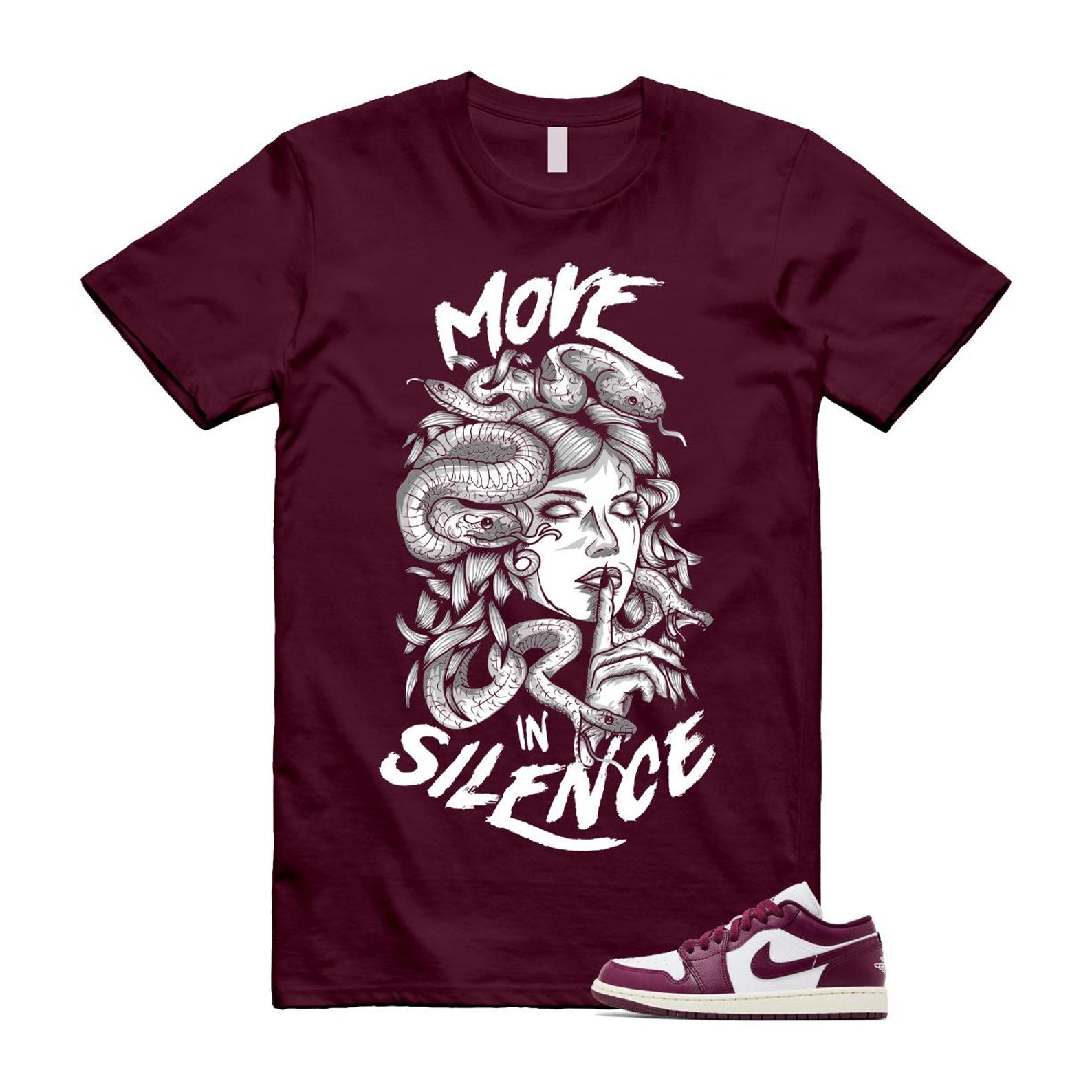 1 Bordeaux White Sail Maroon T Shirt Match Move In Silence DC0774-161 T-Shirt, Sneaker Match Tee