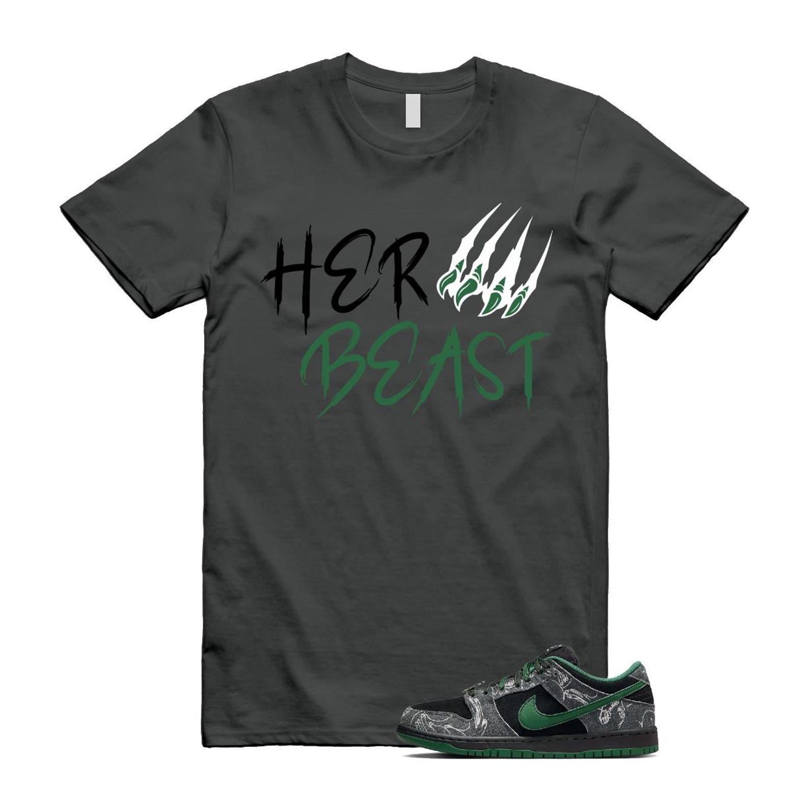 Dunk There Skateboards Grey Black Gorge Green Summit White SB Low T Shirt Match BEAST HF7743-001 T-Shirt, Sneaker Match Tee