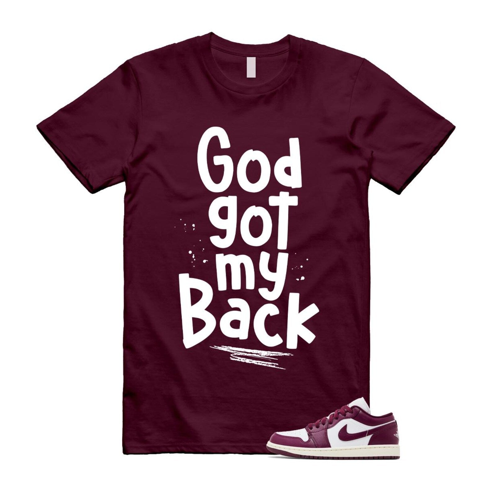 1 Bordeaux White Sail Maroon T Shirt Match God's Got My Back DC0774-161 T-Shirt, Sneaker Match Tee