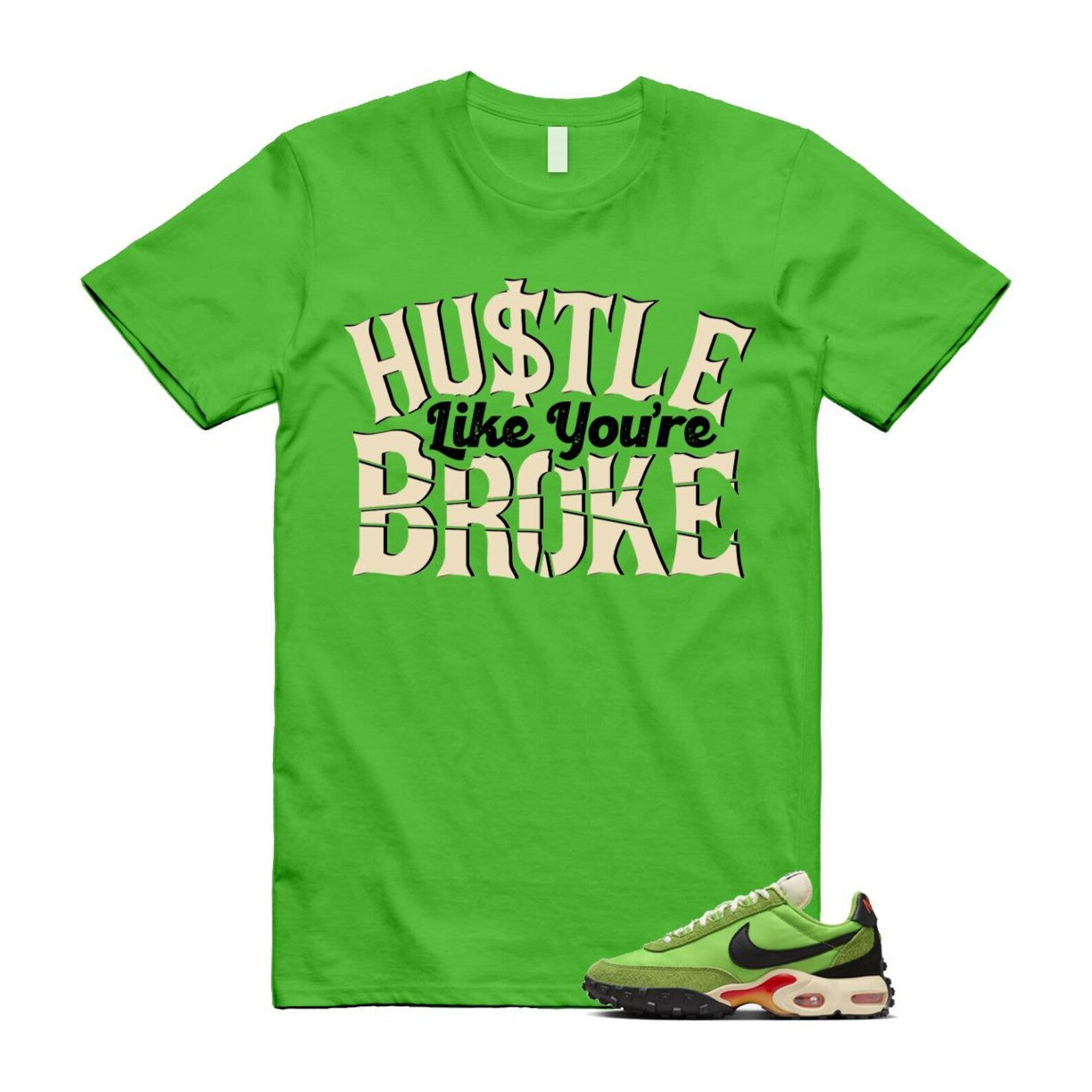 Air Max Waffle Green Racer Action Altitude Black Orange T Shirt Match BROKE FV6946-301 T-Shirt, Sneaker Match Tee