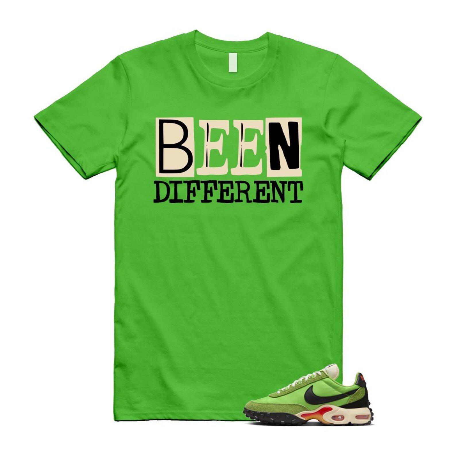 Air Max Waffle Green Racer Action Altitude Black Orange T Shirt Match BEEN Different FV6946-301 T-Shirt, Sneaker Match Tee