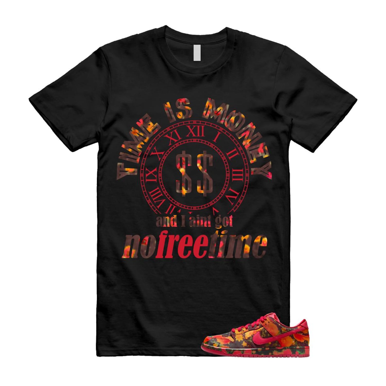Dunk Oz Poppy Field Varsity Red University Gold T Shirt Match FREE FZ1291-600 T-Shirt, Sneaker Match Tee