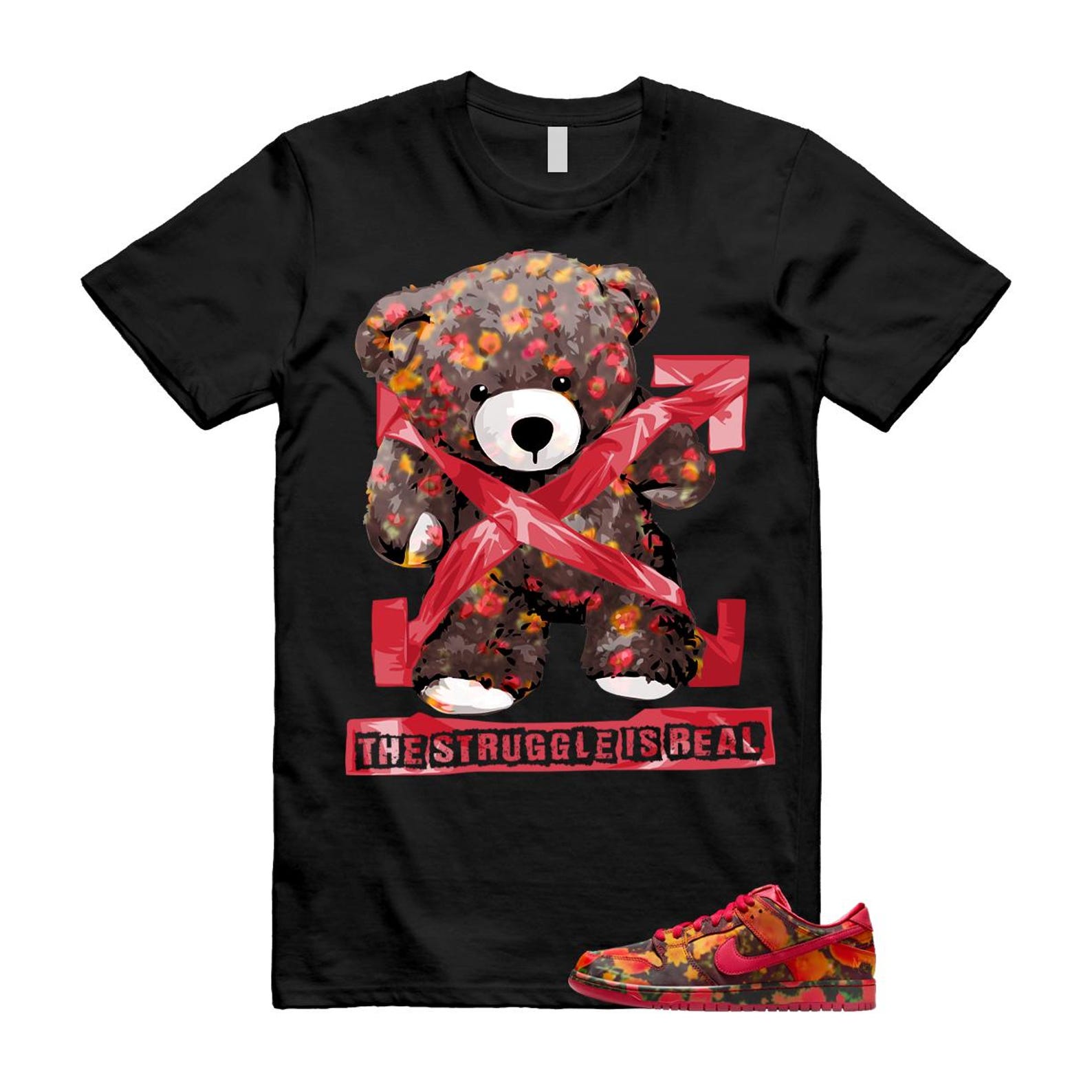Dunk Oz Poppy Field Varsity Red University Gold T Shirt Match The Struggle is Real FZ1291-600 T-Shirt, Sneaker Match Tee