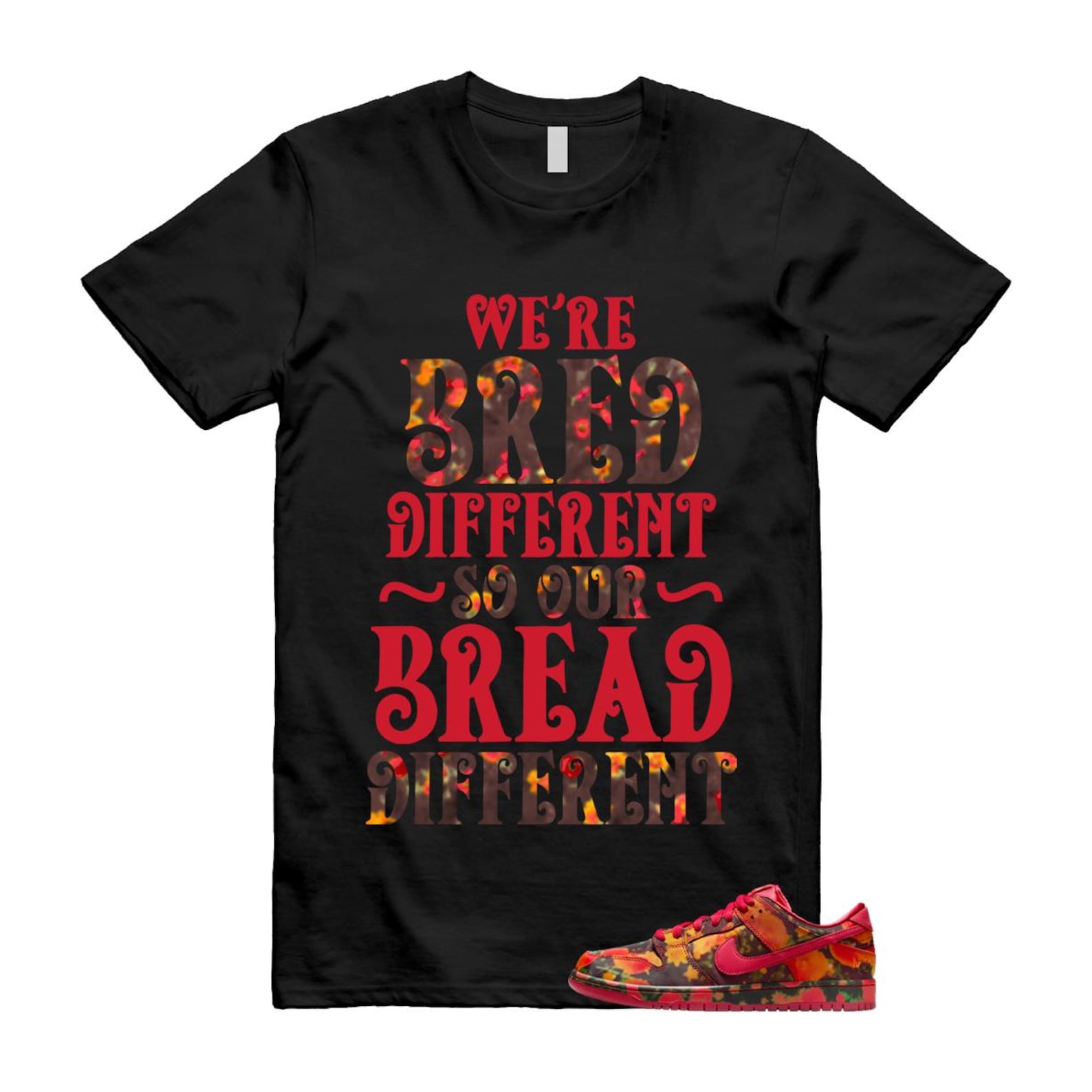 Dunk Oz Poppy Field Varsity Red University Gold T Shirt Match We're a different Breed FZ1291-600 T-Shirt, Sneaker Match Tee