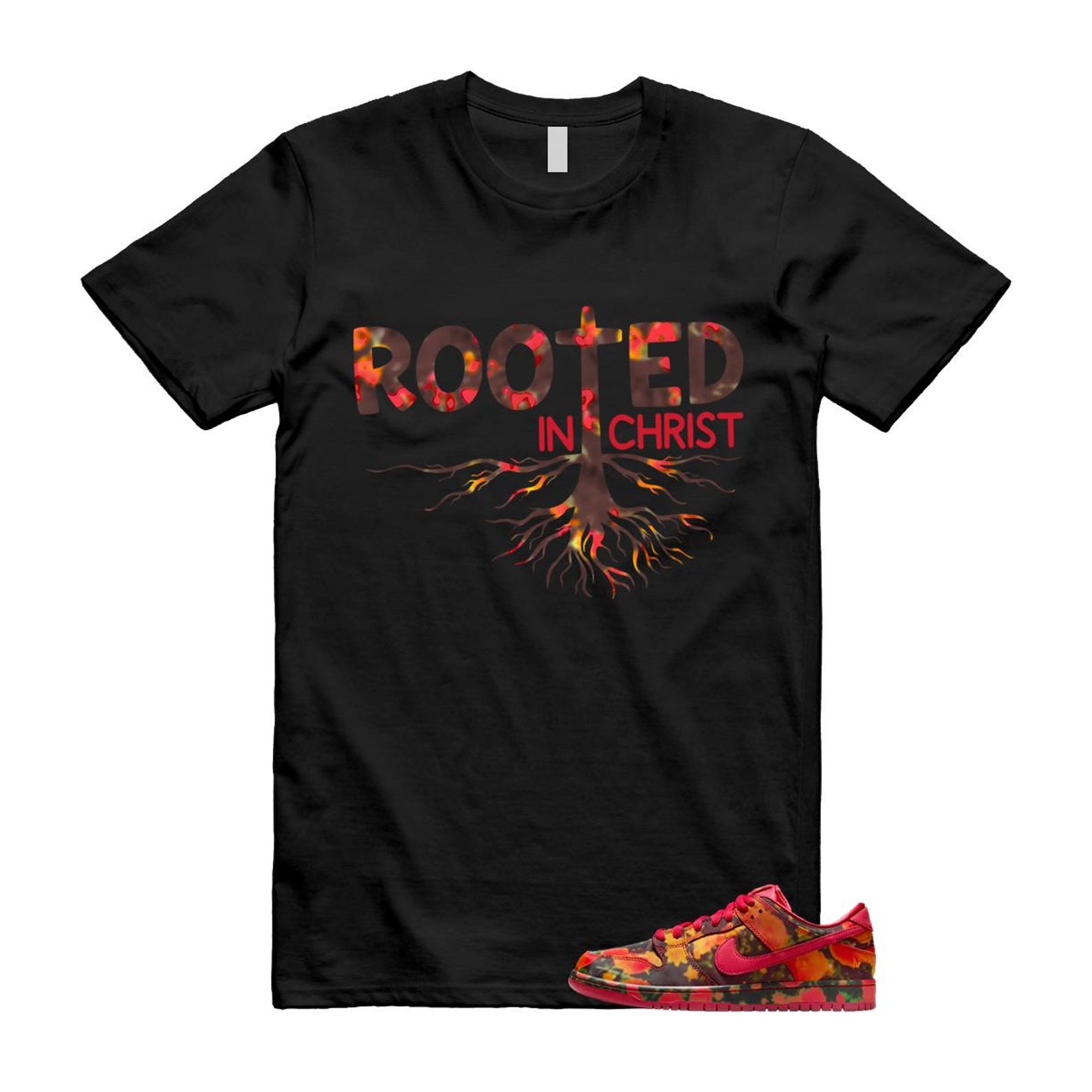 Dunk Oz Poppy Field Varsity Red University Gold T Shirt Match ROOTED In Christ FZ1291-600 T-Shirt, Sneaker Match Tee