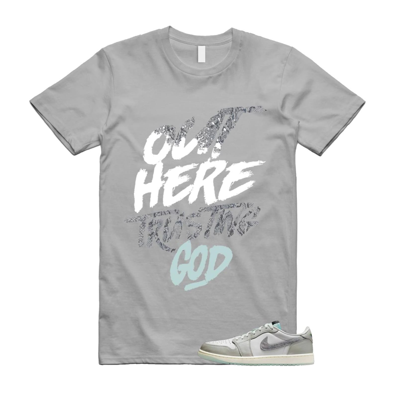 1 Year of the Snake Summit White Photon Dust Barely Green T Shirt Match Out Here Trusting God HF3144-100 T-Shirt, Sneaker Match Tee