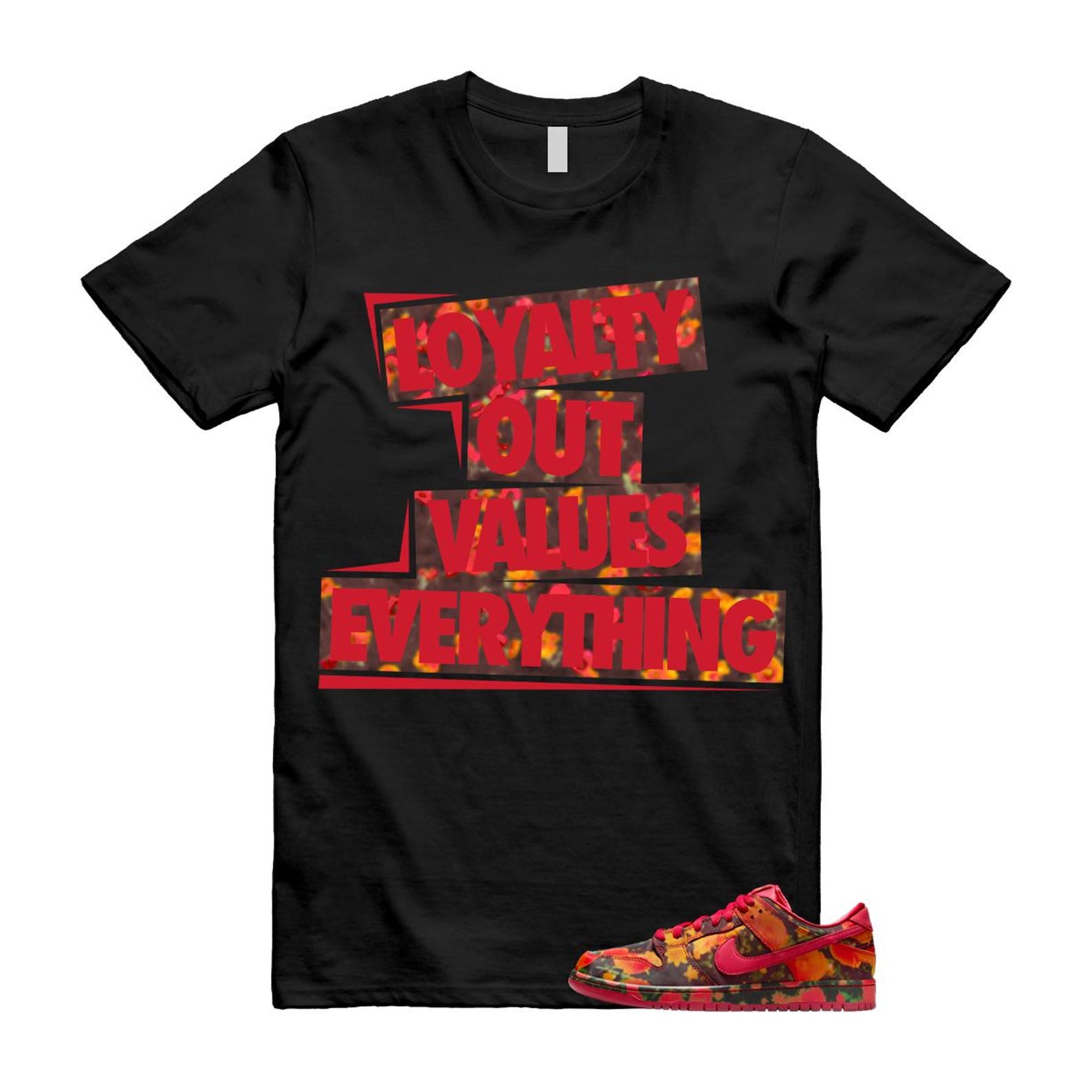 Dunk Oz Poppy Field Varsity Red University Gold T Shirt Match Loyalty Out Values Everything FZ1291-600 T-Shirt, Sneaker Match Tee