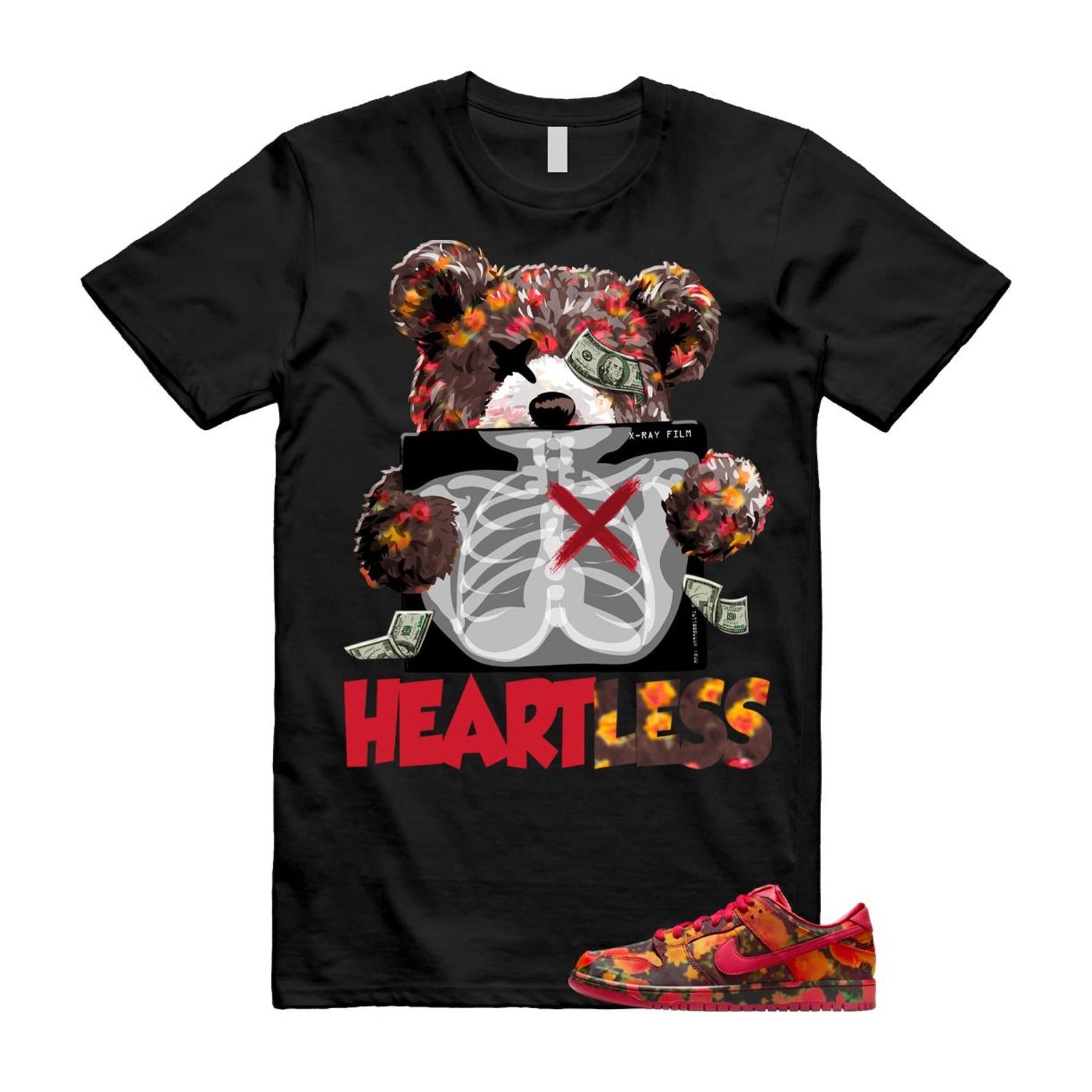 Dunk Oz Poppy Field Varsity Red University Gold T Shirt Match HEART Less FZ1291-600 T-Shirt, Sneaker Match Tee