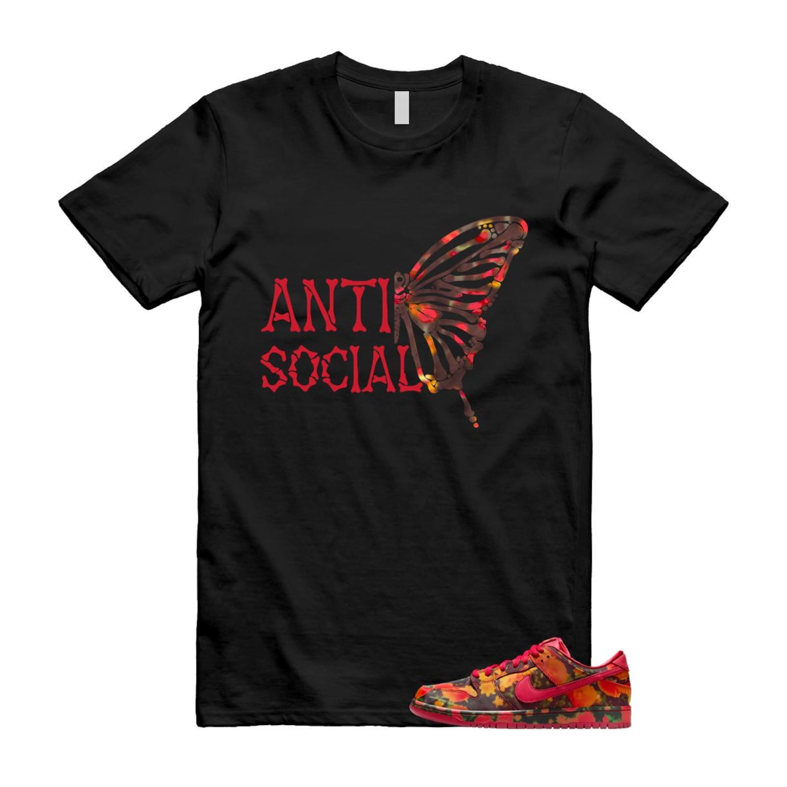 Dunk Oz Poppy Field Varsity Red University Gold T Shirt Match Antisocial Butterfly FZ1291-600 T-Shirt, Sneaker Match Tee