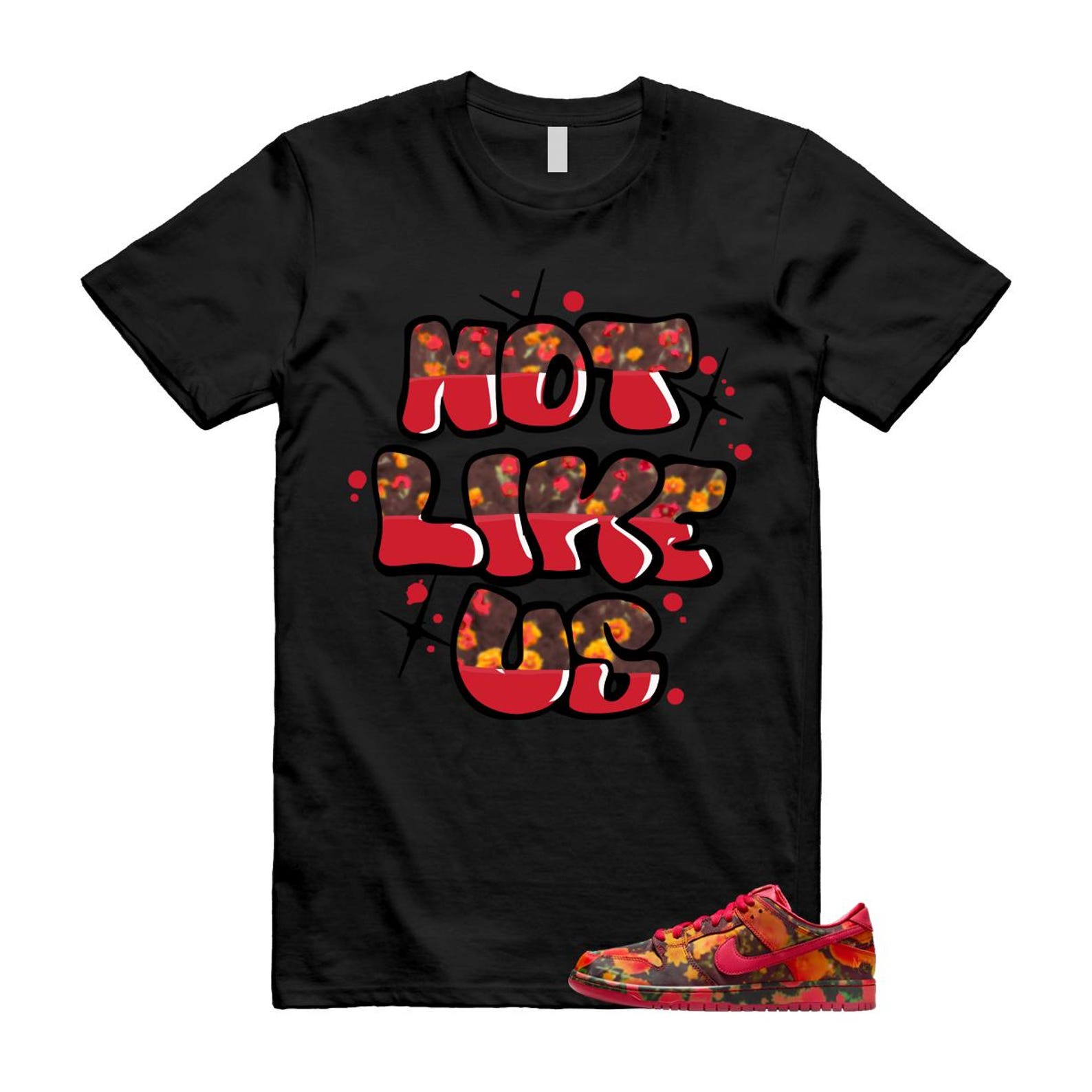 Dunk Oz Poppy Field Varsity Red University Gold T Shirt Match Not Like Us FZ1291-600 T-Shirt, Sneaker Match Tee